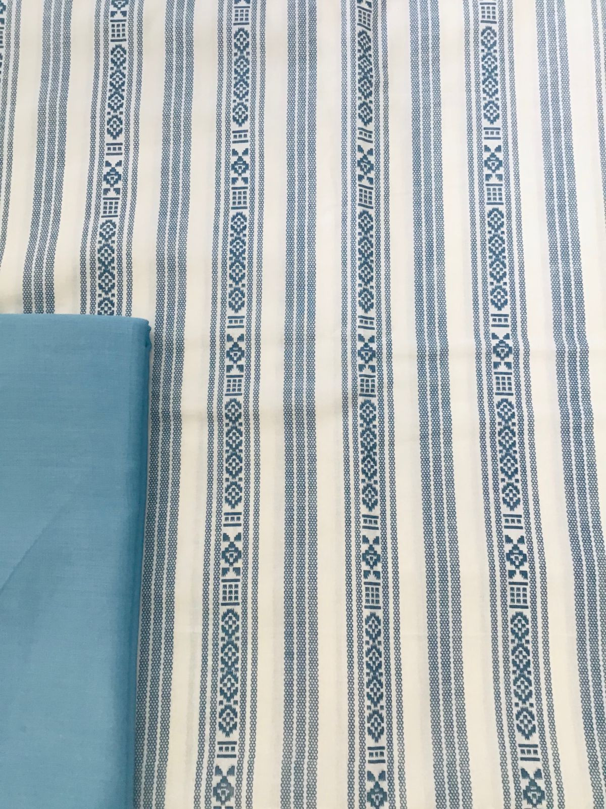 Pure Cotton Printed Embroidered Suit - White