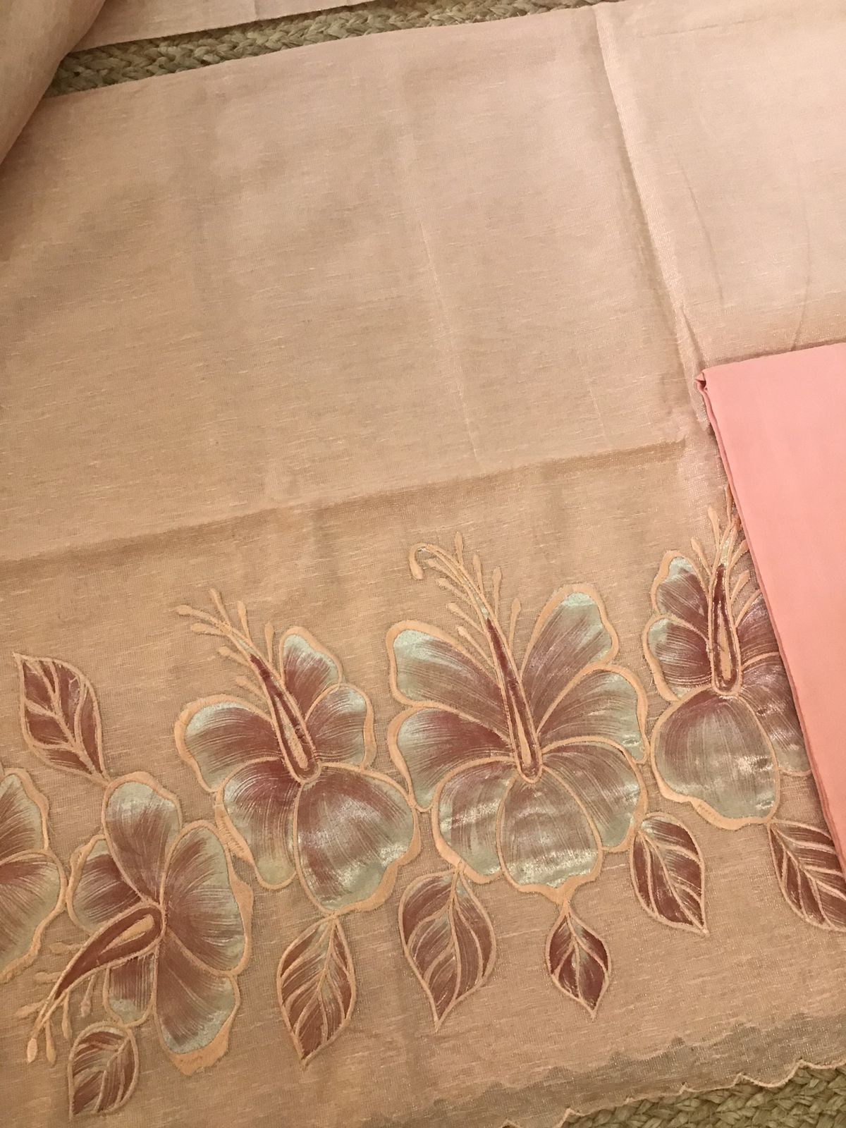 Soft Tissue Chanderi Embroidered Suit - Peach