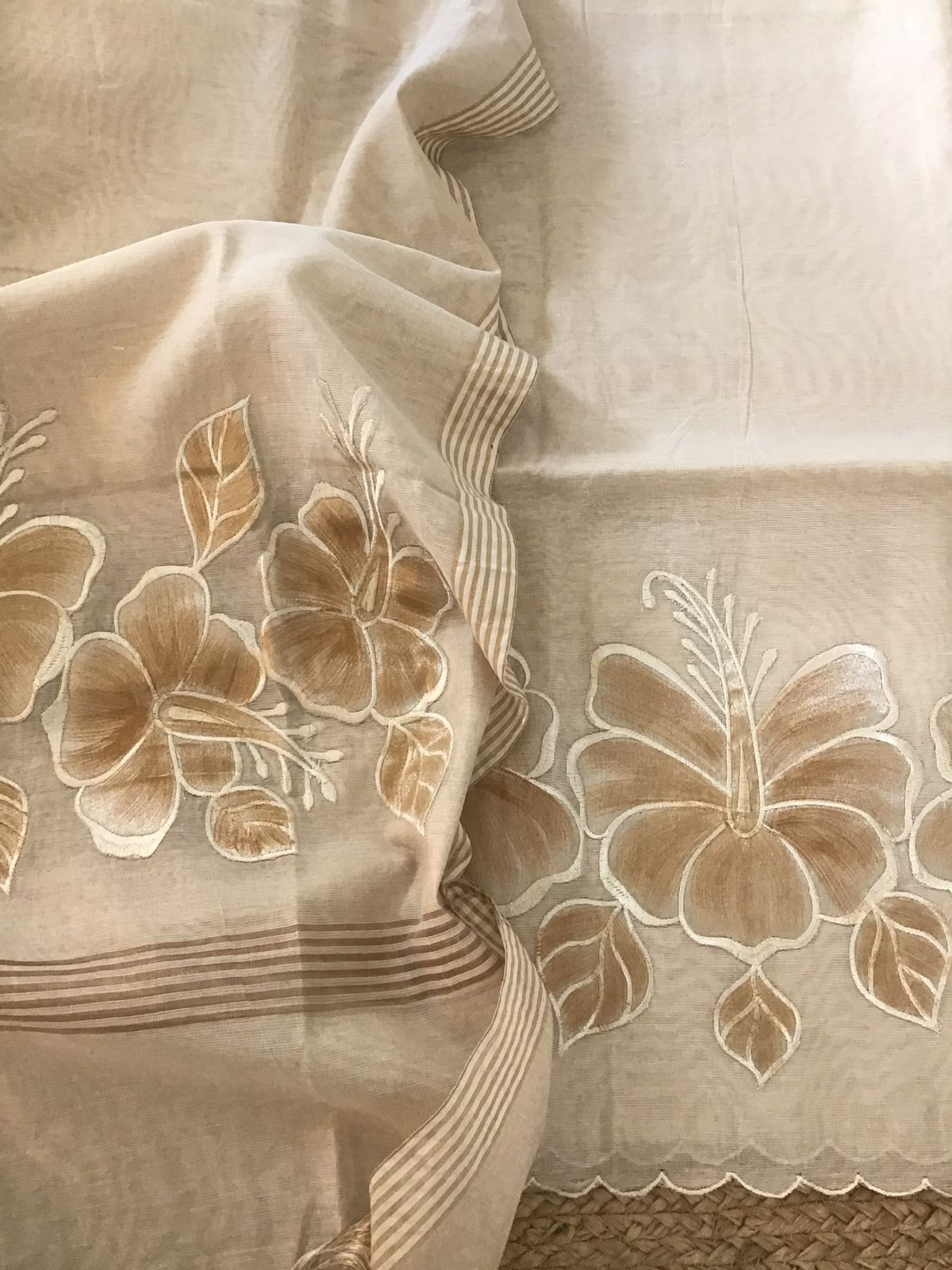 Soft Tissue Chanderi Embroidered Suit - Beige
