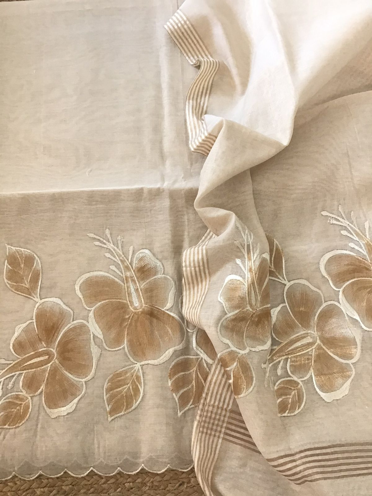 Soft Tissue Chanderi Embroidered Suit - Beige