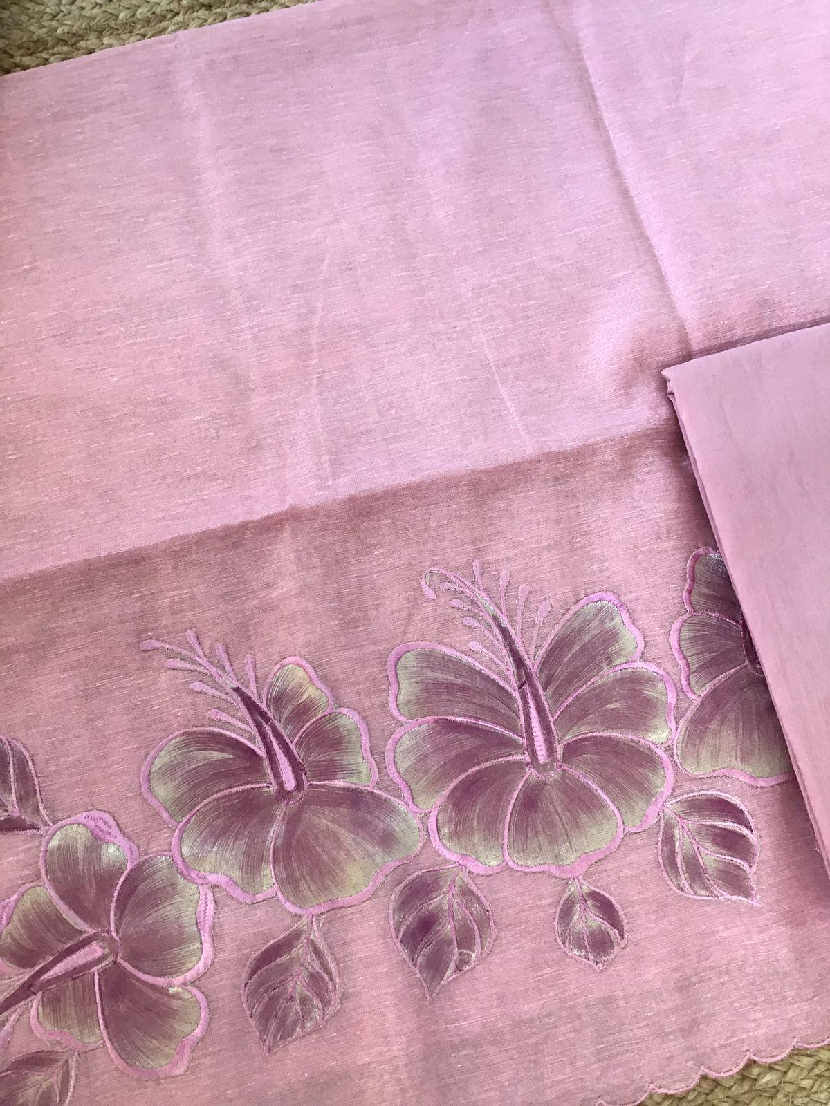 Soft Tissue Chanderi Embroidered Suit - Pink