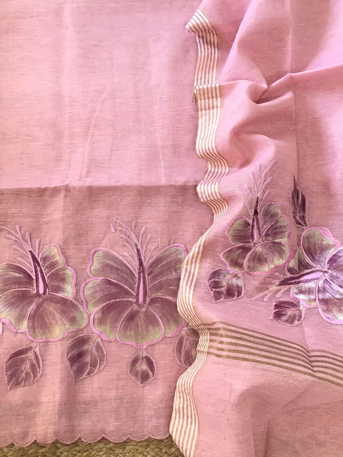 Soft Tissue Chanderi Embroidered Suit - Pink