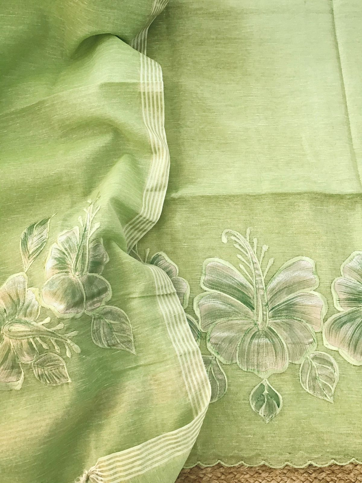 Soft Tissue Chanderi Embroidered Suit - Green