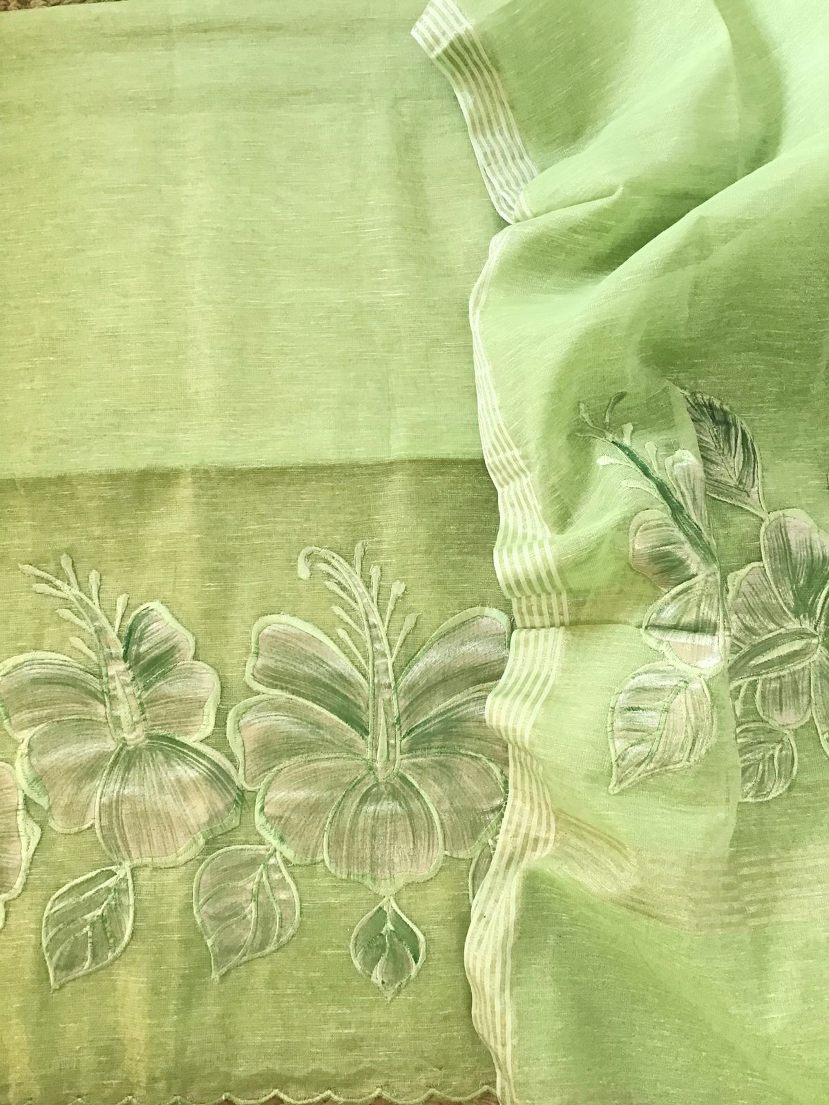 Soft Tissue Chanderi Embroidered Suit - Green