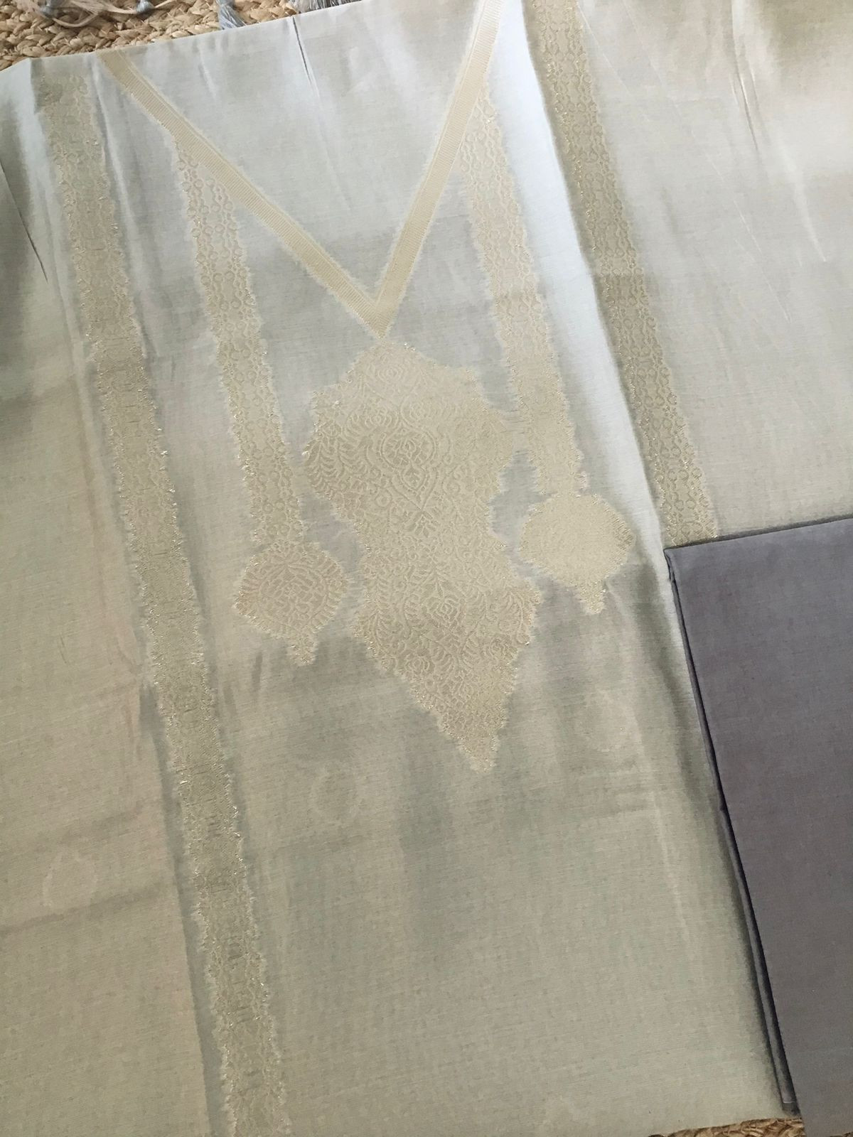 Soft Chanderi Banarasi Weaved Suit - Light Grey