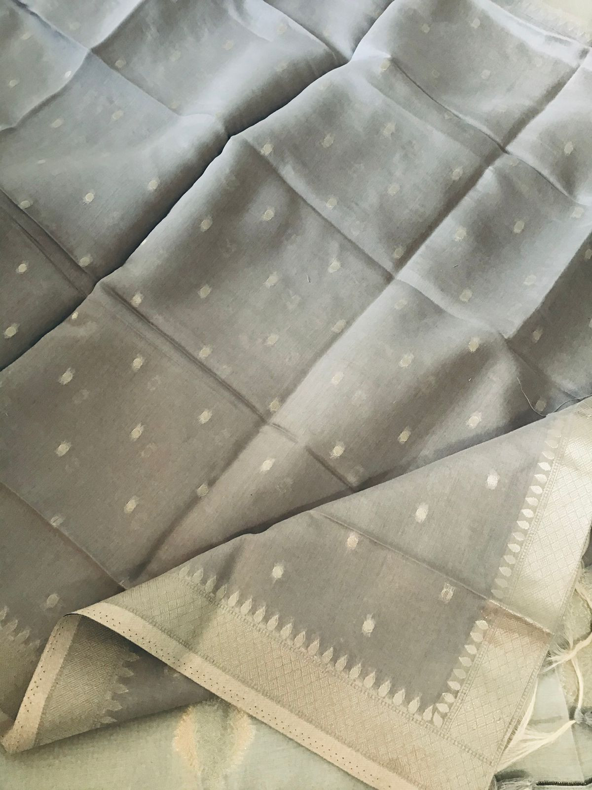 Soft Chanderi Banarasi Weaved Suit - Light Grey