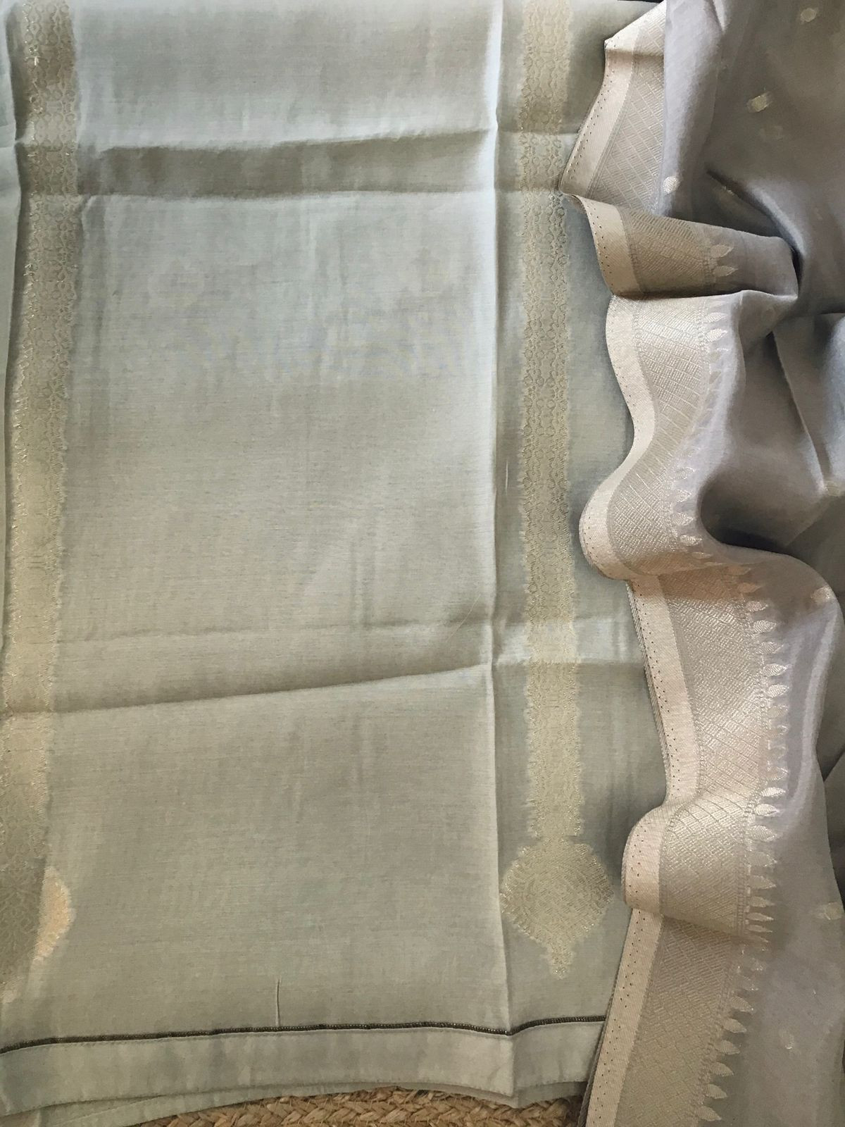 Soft Chanderi Banarasi Weaved Suit - Light Grey