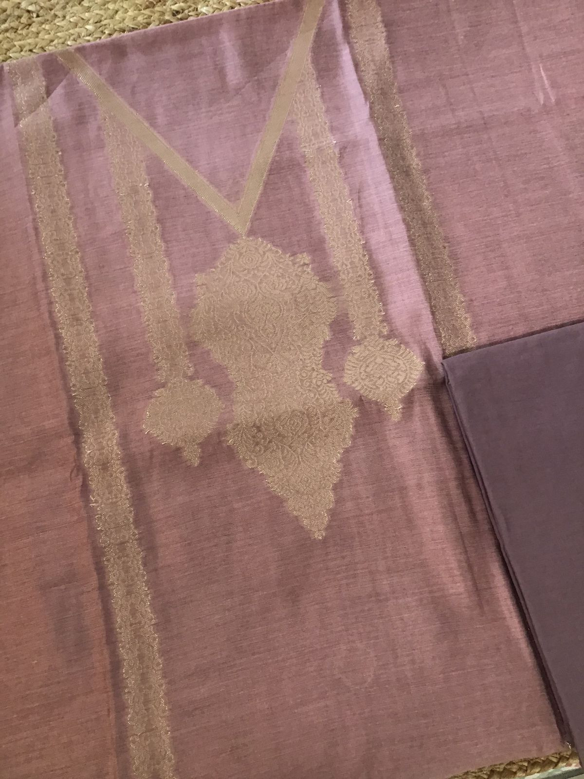 Soft Chanderi Banarasi Weaved Suit - Pink