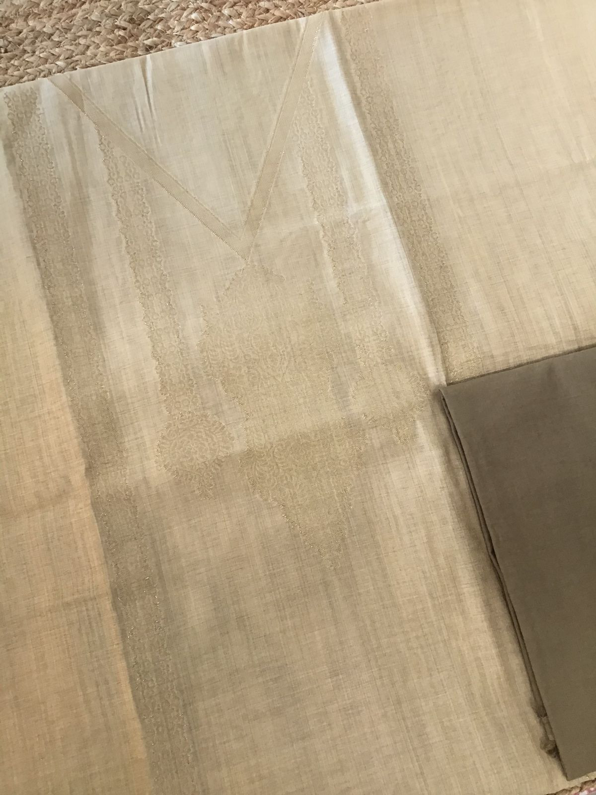 Soft Chanderi Banarasi Weaved Suit - Beige