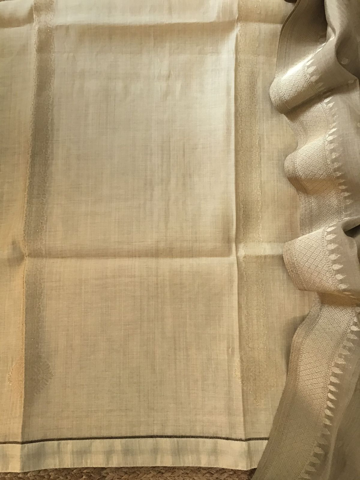 Soft Chanderi Banarasi Weaved Suit - Beige