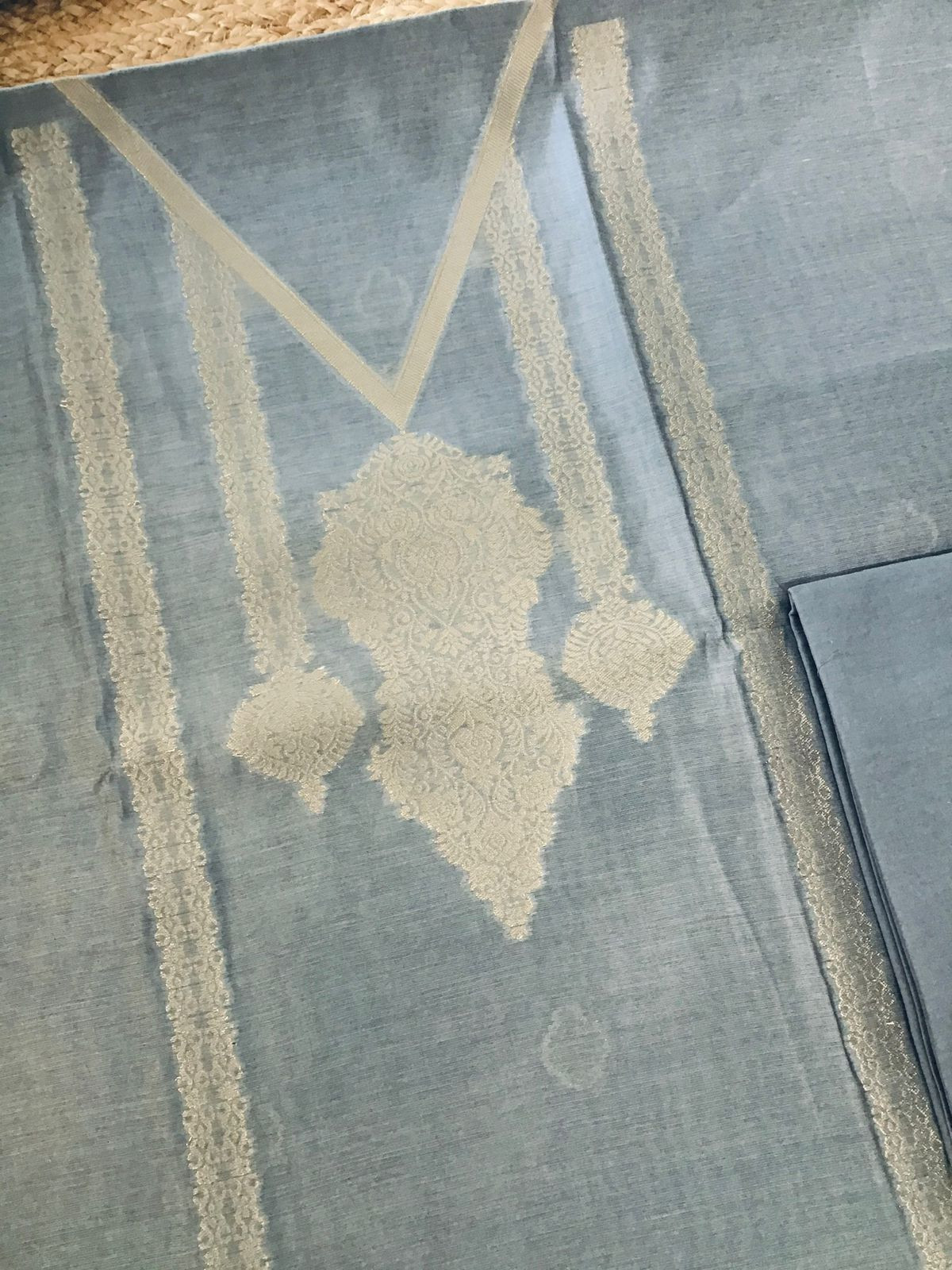 Soft Chanderi Banarasi Weaved Suit - Grey