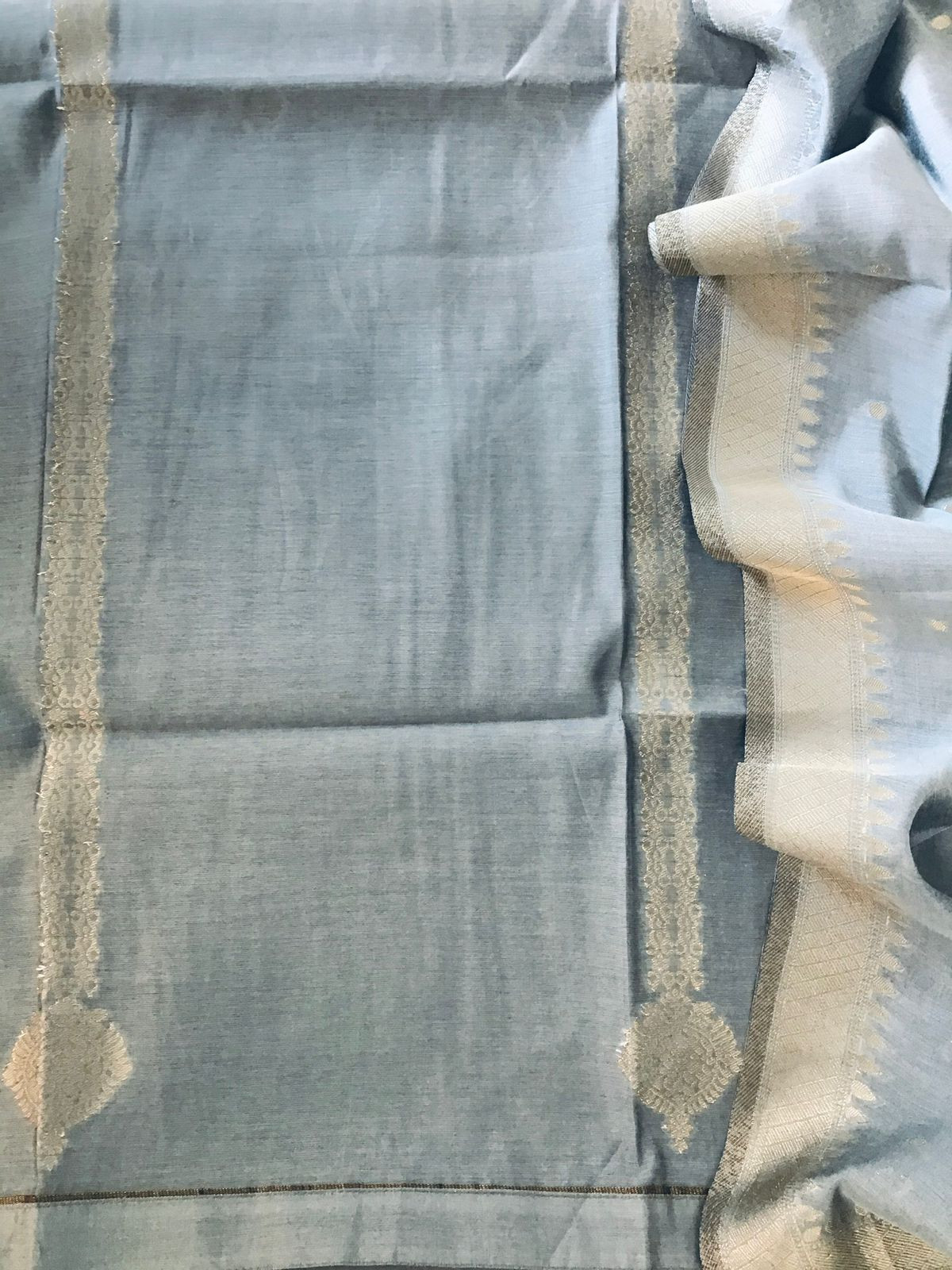 Soft Chanderi Banarasi Weaved Suit - Grey