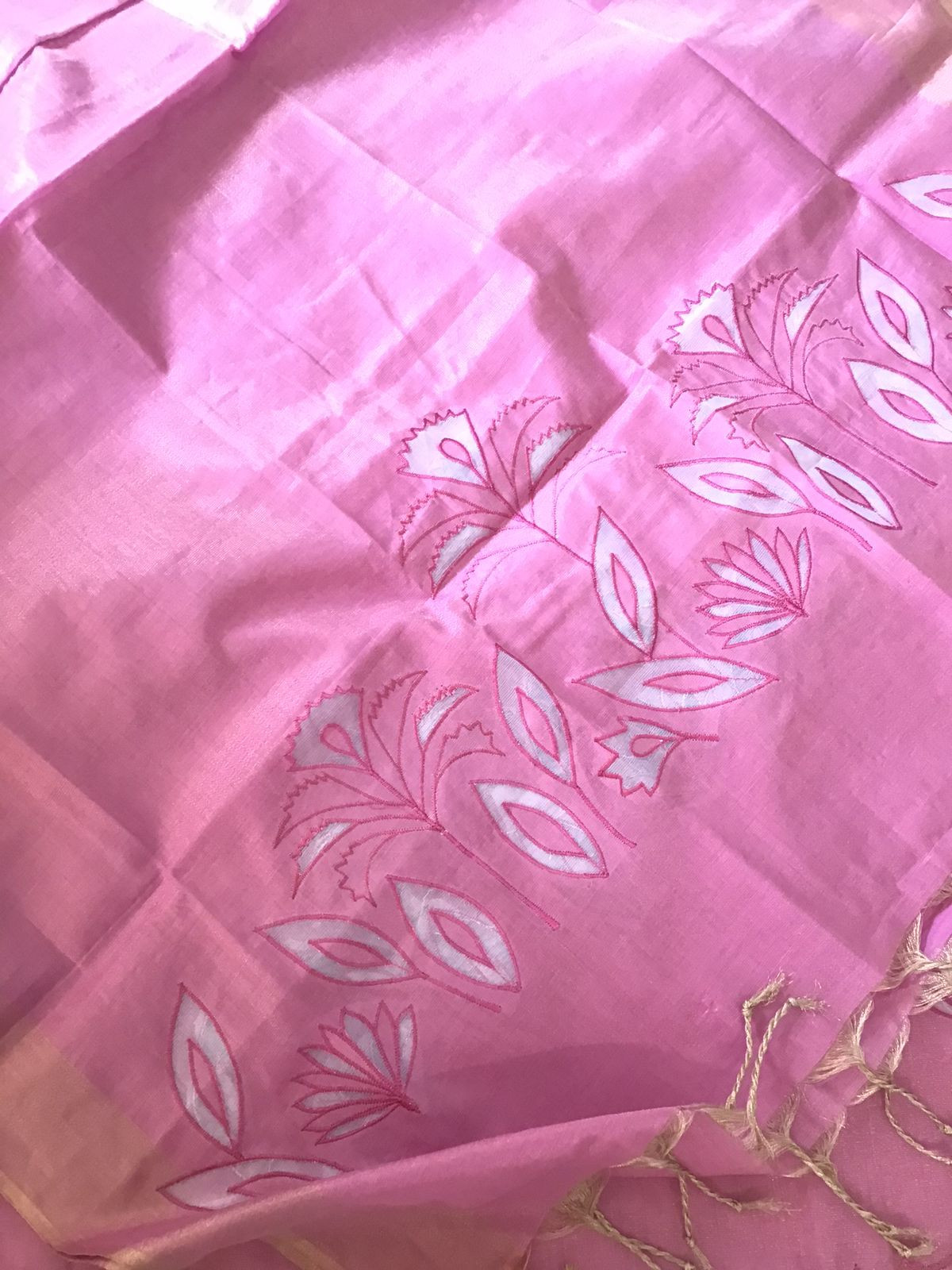Soft Tissue Chanderi Embroidered Suit - Pink