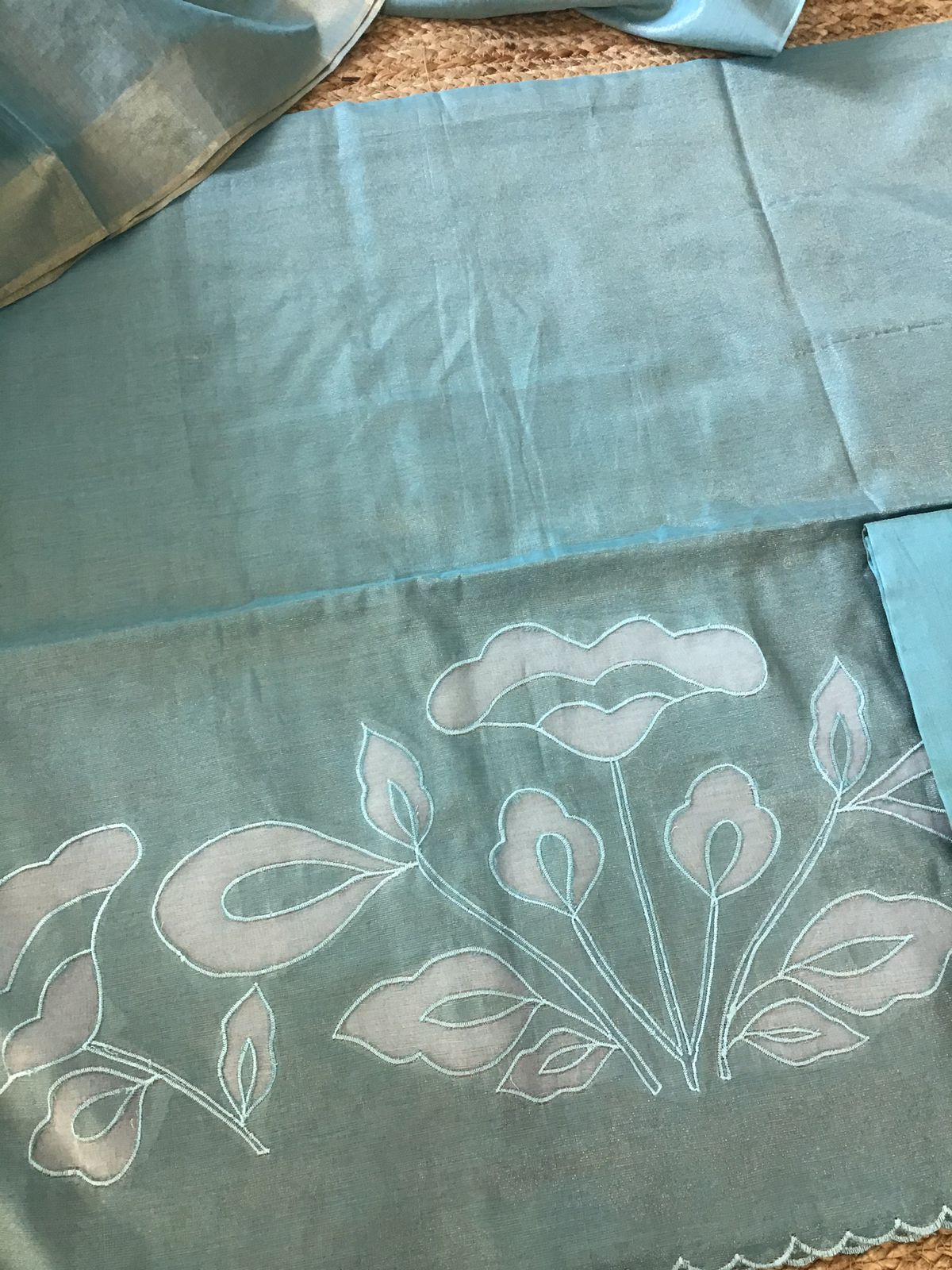 Soft Tissue Chanderi Embroidered Suit - Blue