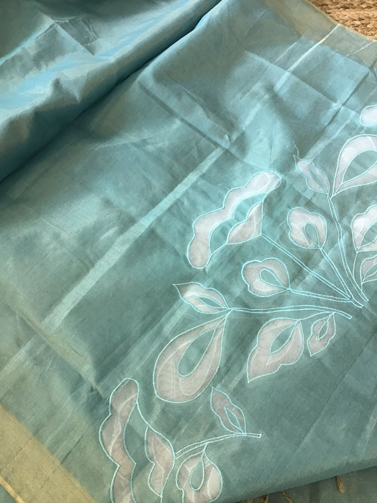 Soft Tissue Chanderi Embroidered Suit - Blue