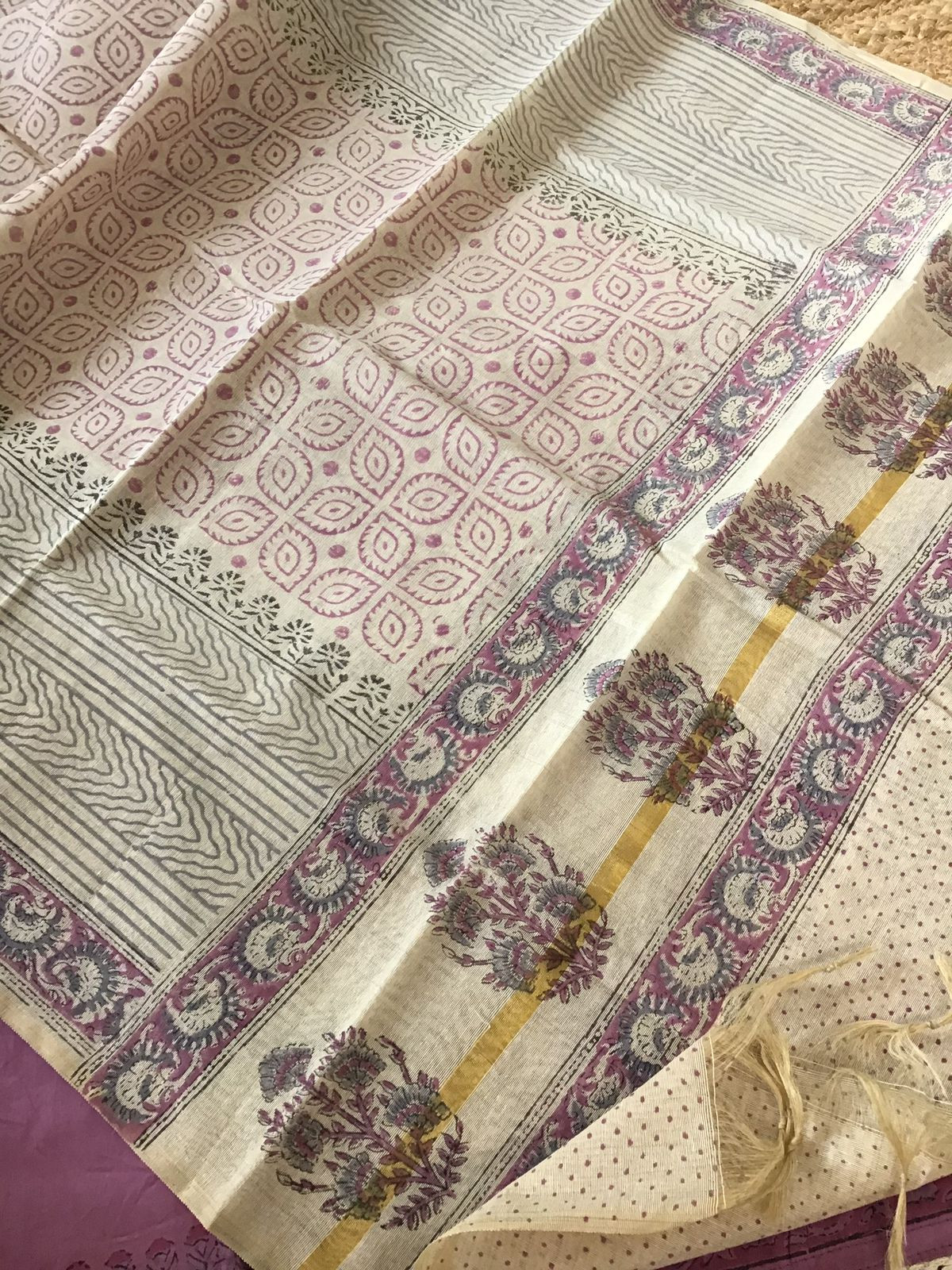 Pure Jaam Cotton Printed Embroidered Suit - Purple