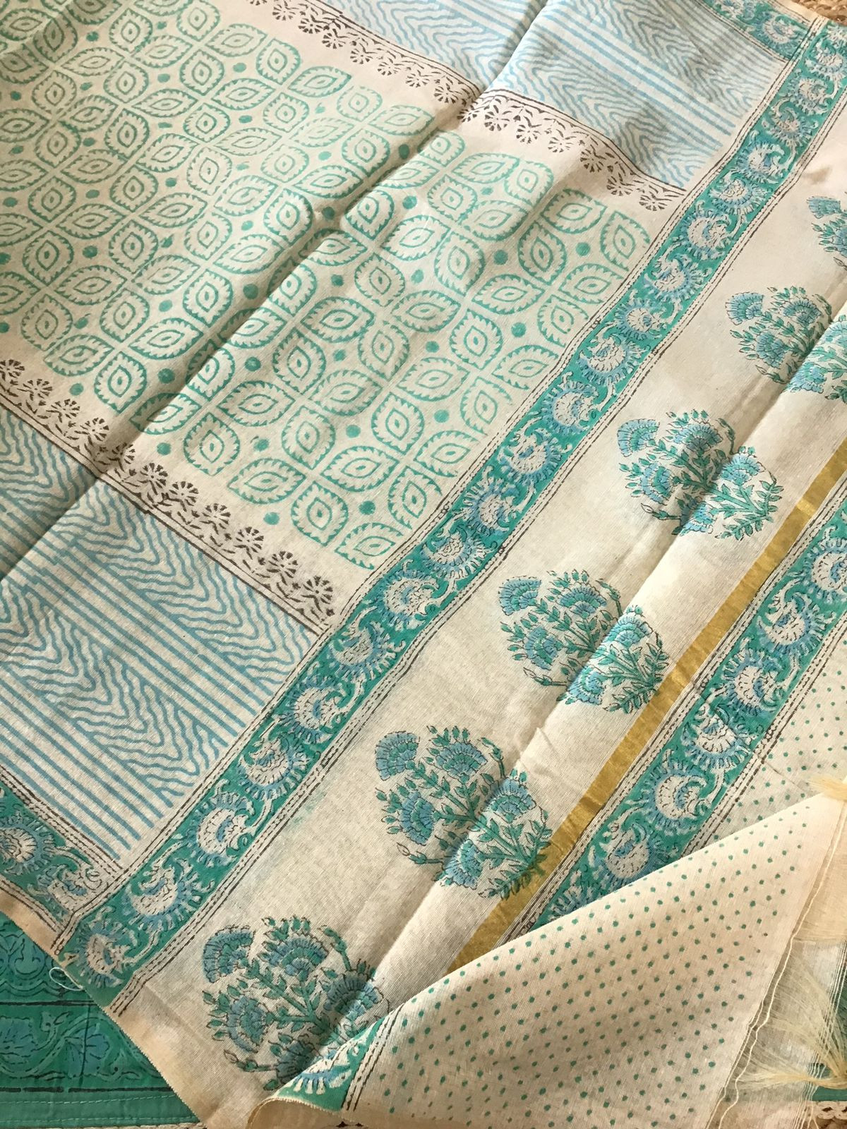 Pure Jaam Cotton Printed Embroidered Suit - Sea Green