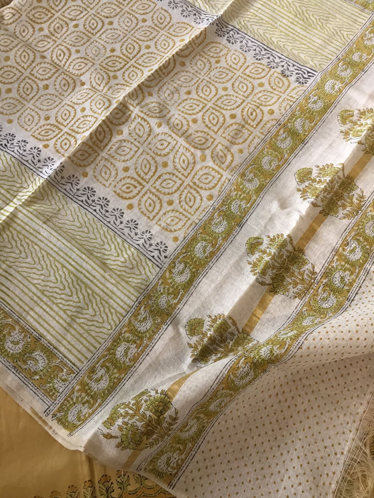 Pure Jaam Cotton Printed Embroidered Suit - Yellow