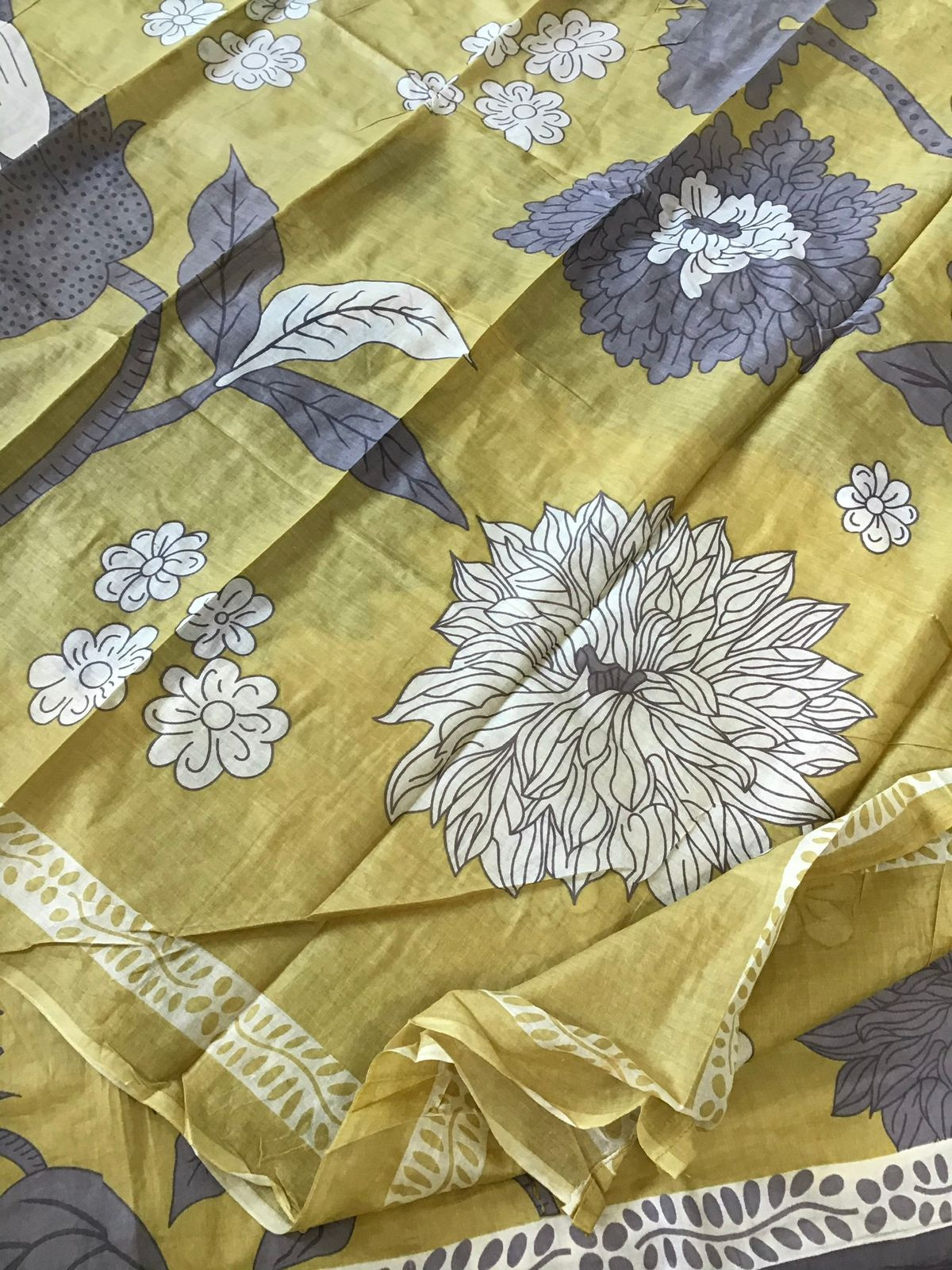 Pure Jaam Cotton Printed Embroidered Suit - Yellow