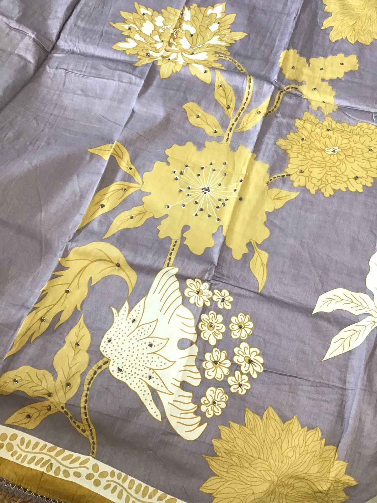 Pure Jaam Cotton Printed Embroidered Suit - Grey