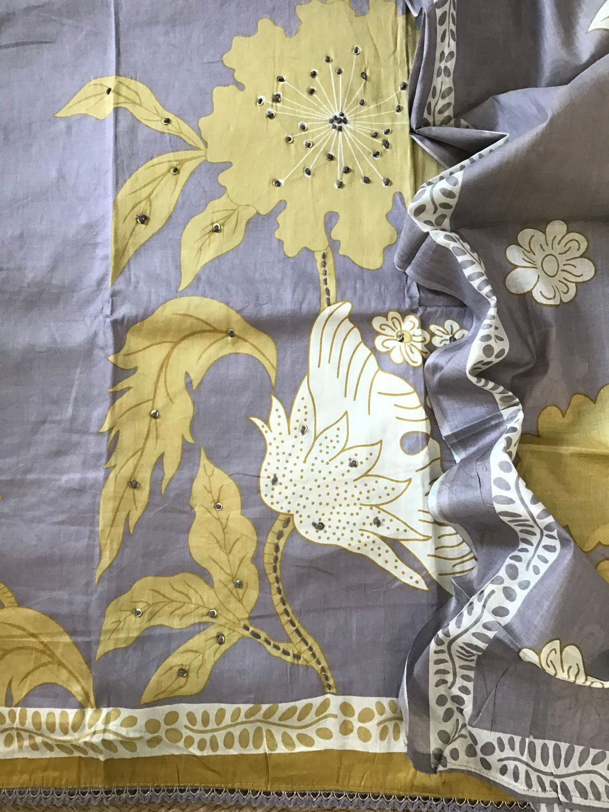 Pure Jaam Cotton Printed Embroidered Suit - Grey