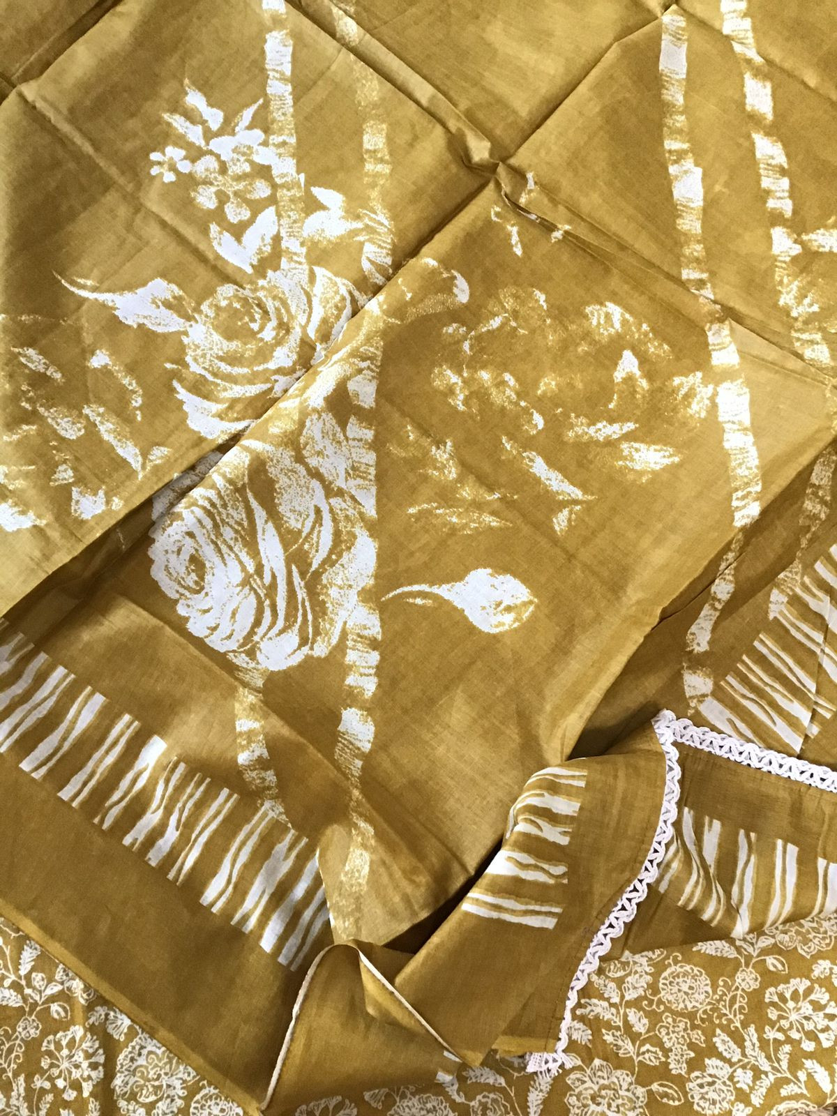 Pure Cotton Printed Embroidered Suit - Yellow