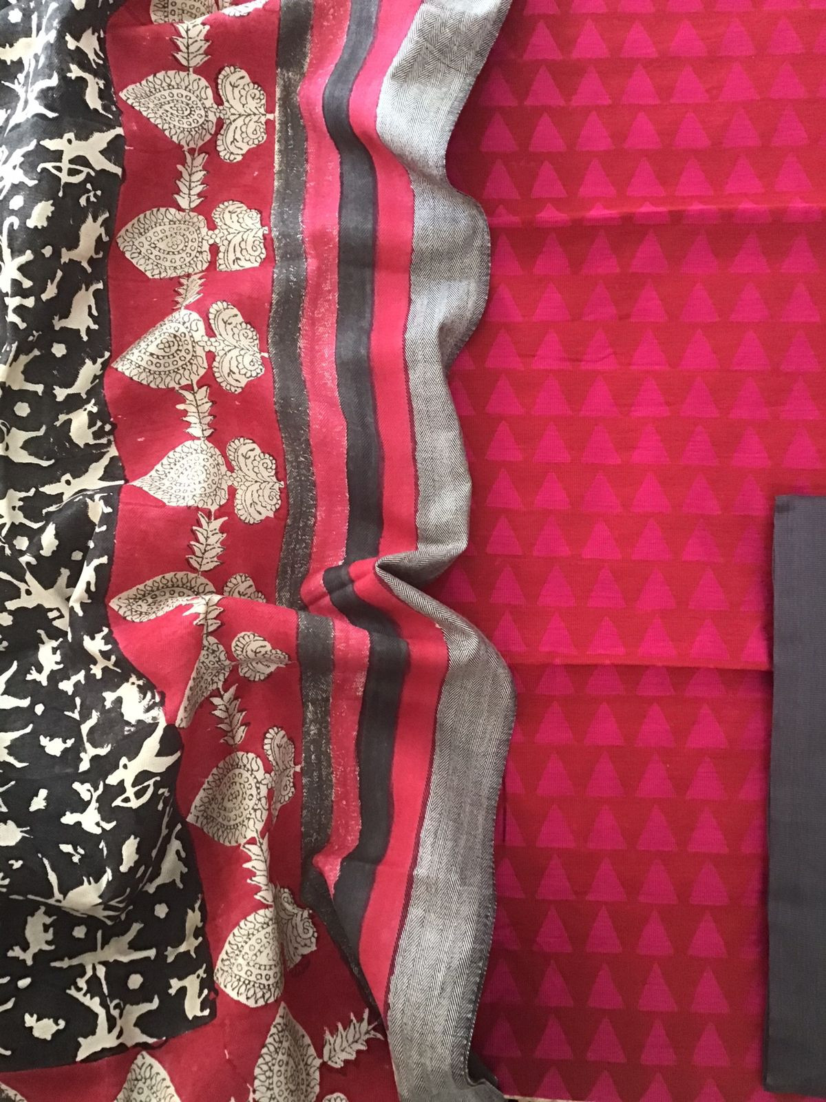 Pure Cotton Silk Printed Suit - Red