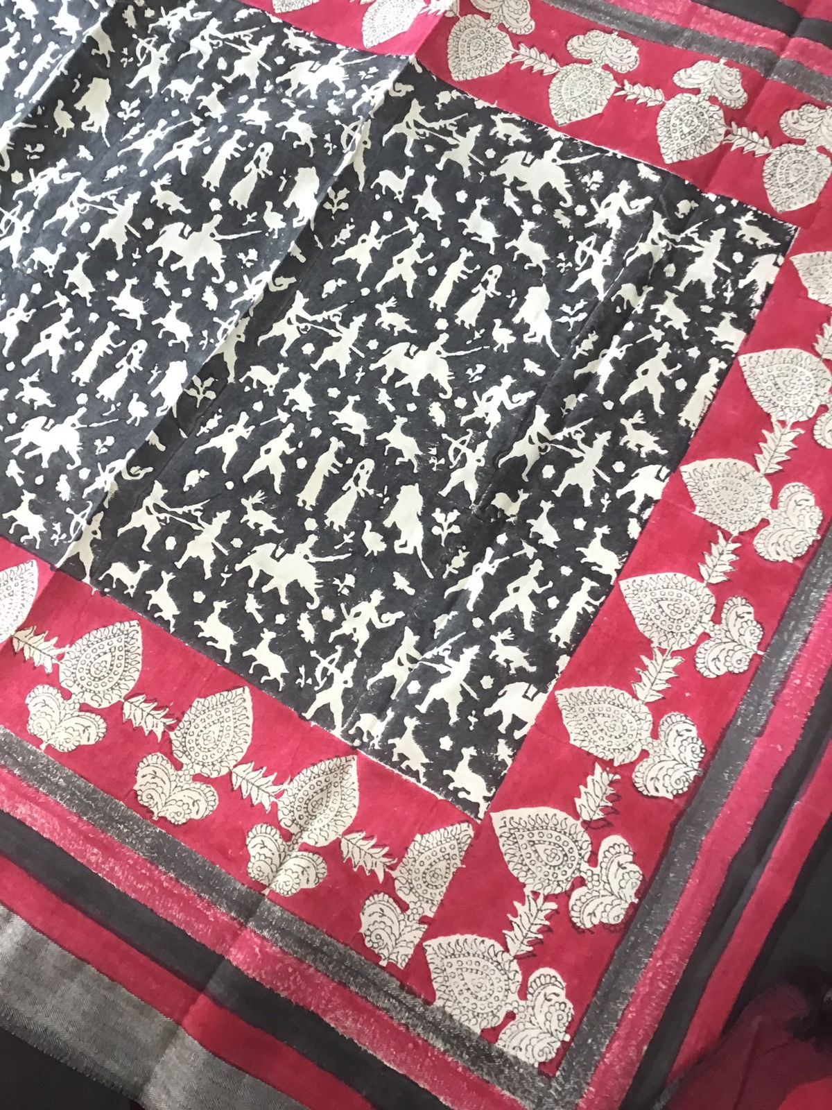 Pure Cotton Silk Printed Suit - Red