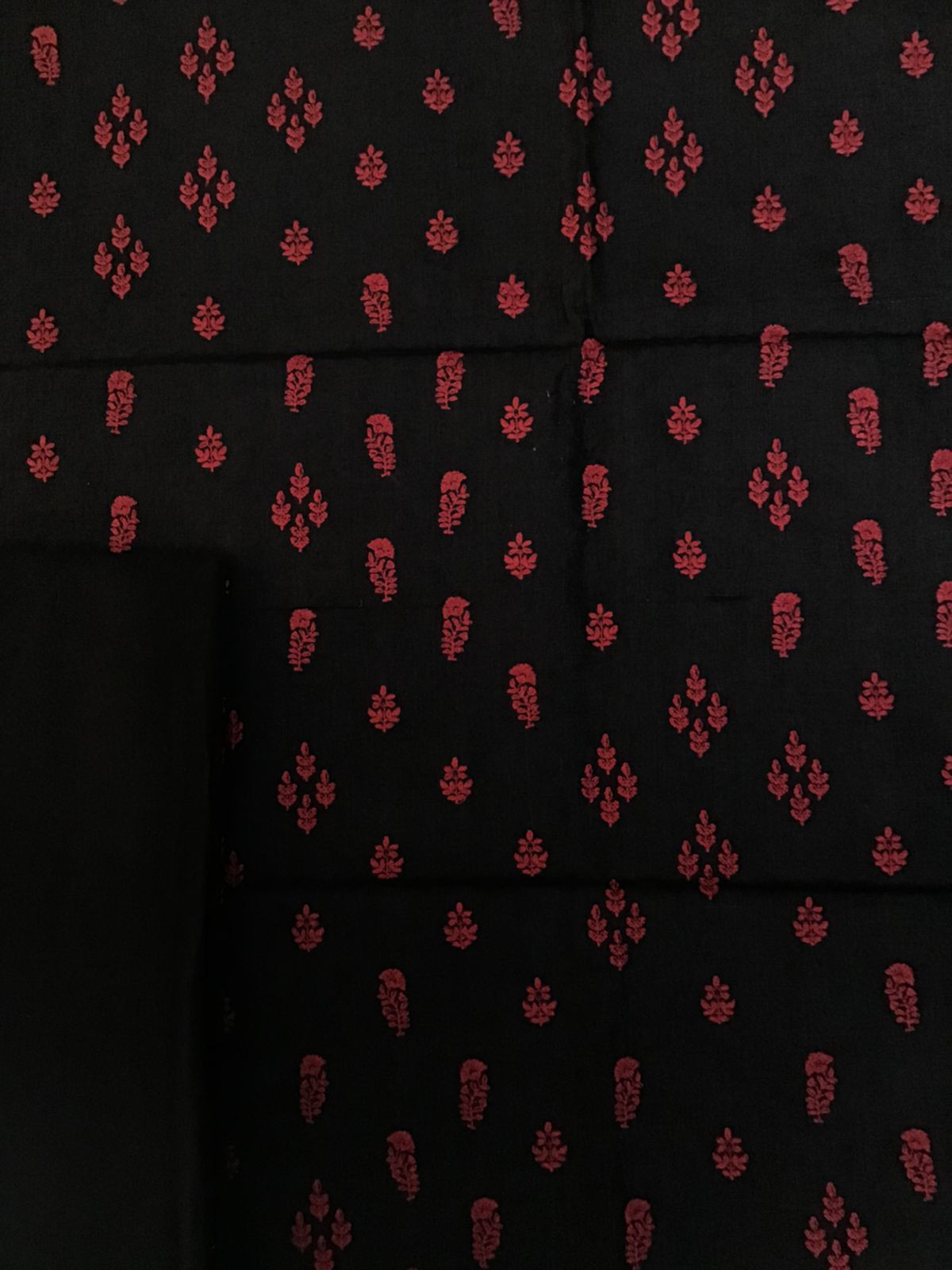 Pure Munga Silk Embroidered Suit - Black