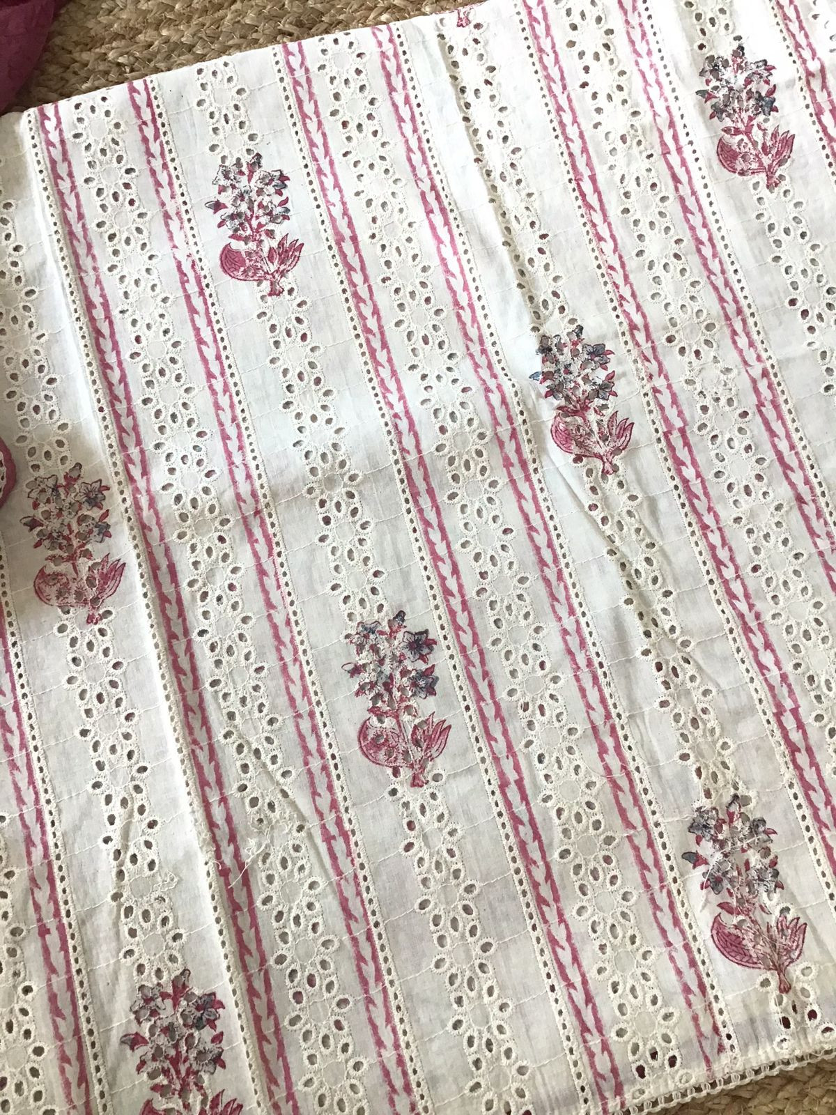 Pure Cotton Printed Embroidered Suit - Offwhite