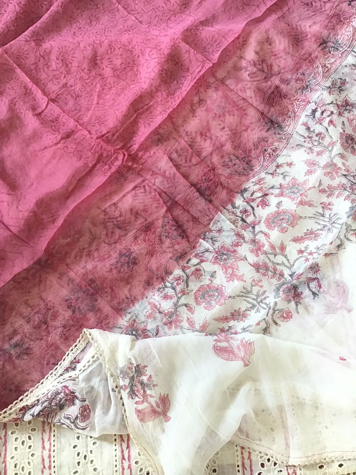 Pure Cotton Printed Embroidered Suit - Offwhite