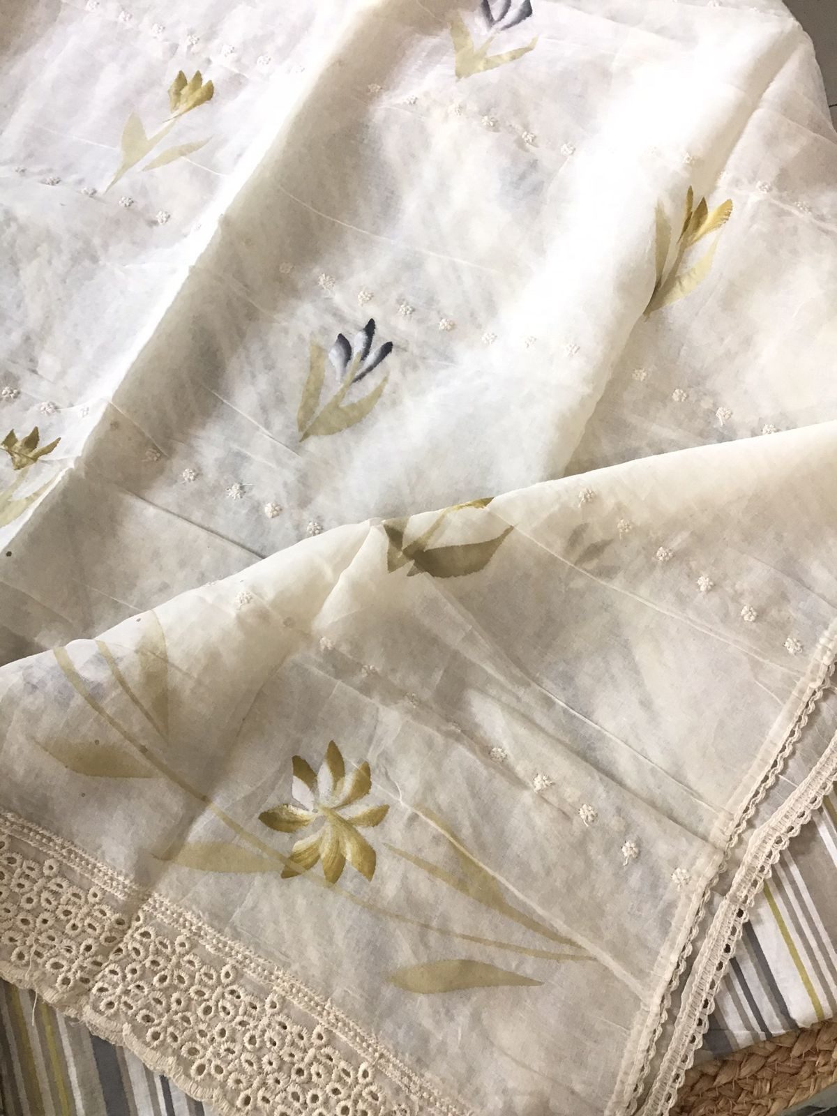 Pure Cotton Printed Embroidered Suit - Green