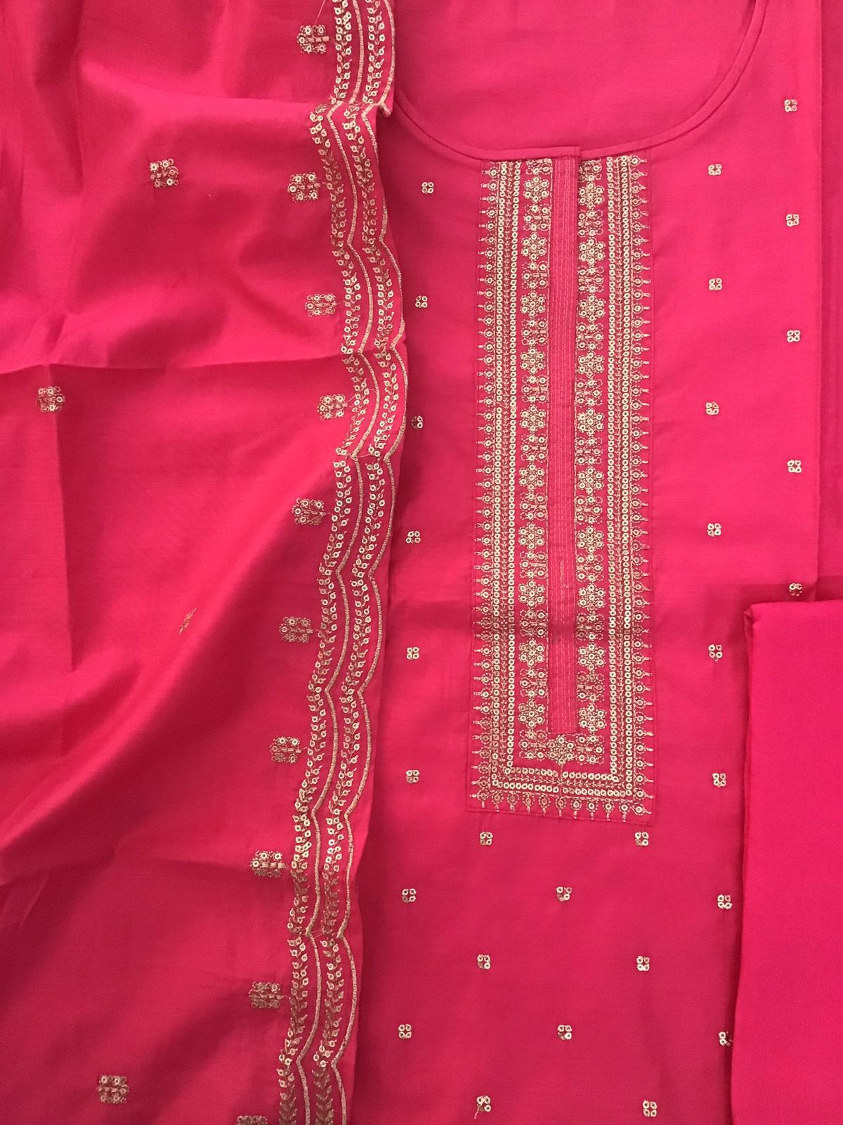 Soft Silk Embroidered Suit - Pink