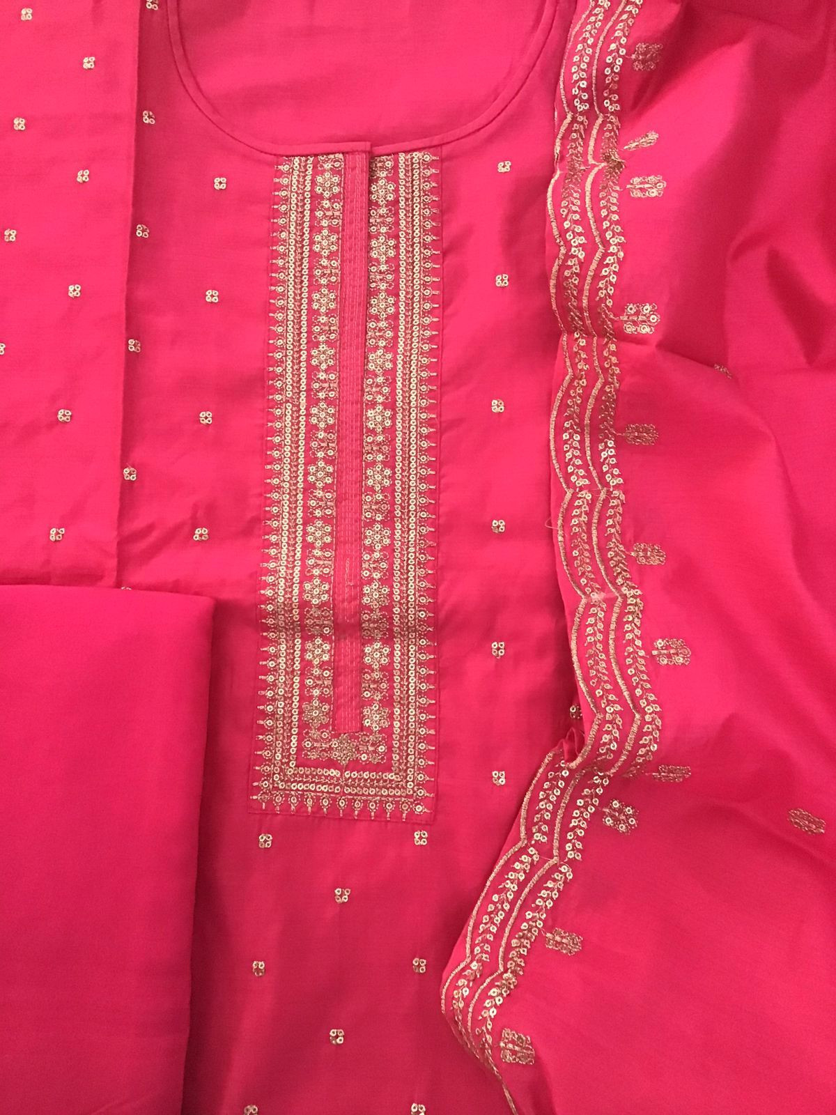 Soft Silk Embroidered Suit - Pink