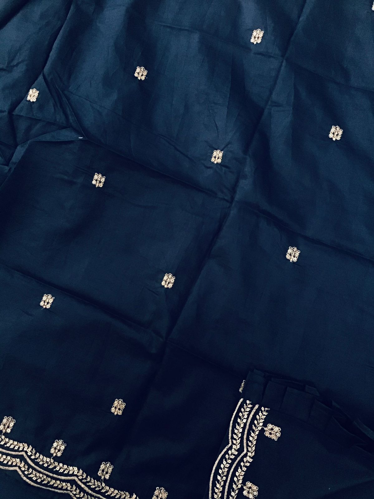 Soft Silk Embroidered Suit - Blue