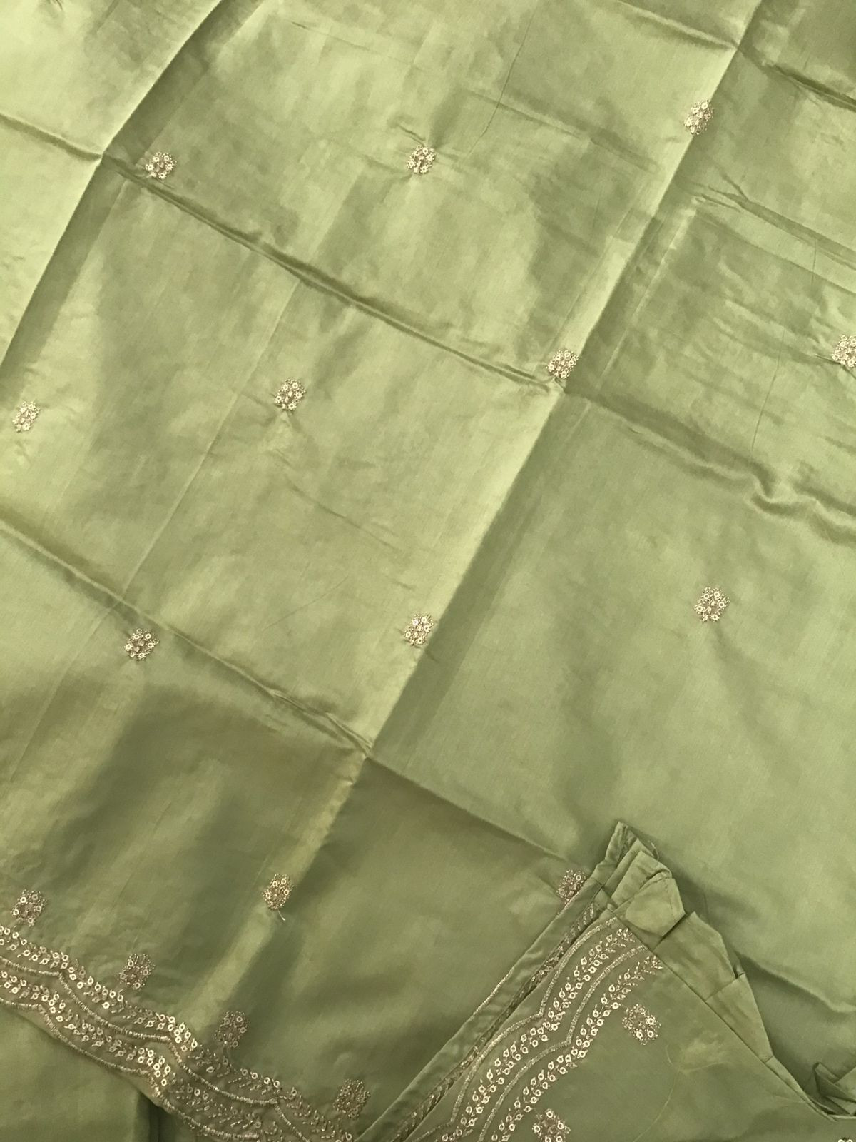 Soft Silk Embroidered Suit - Green