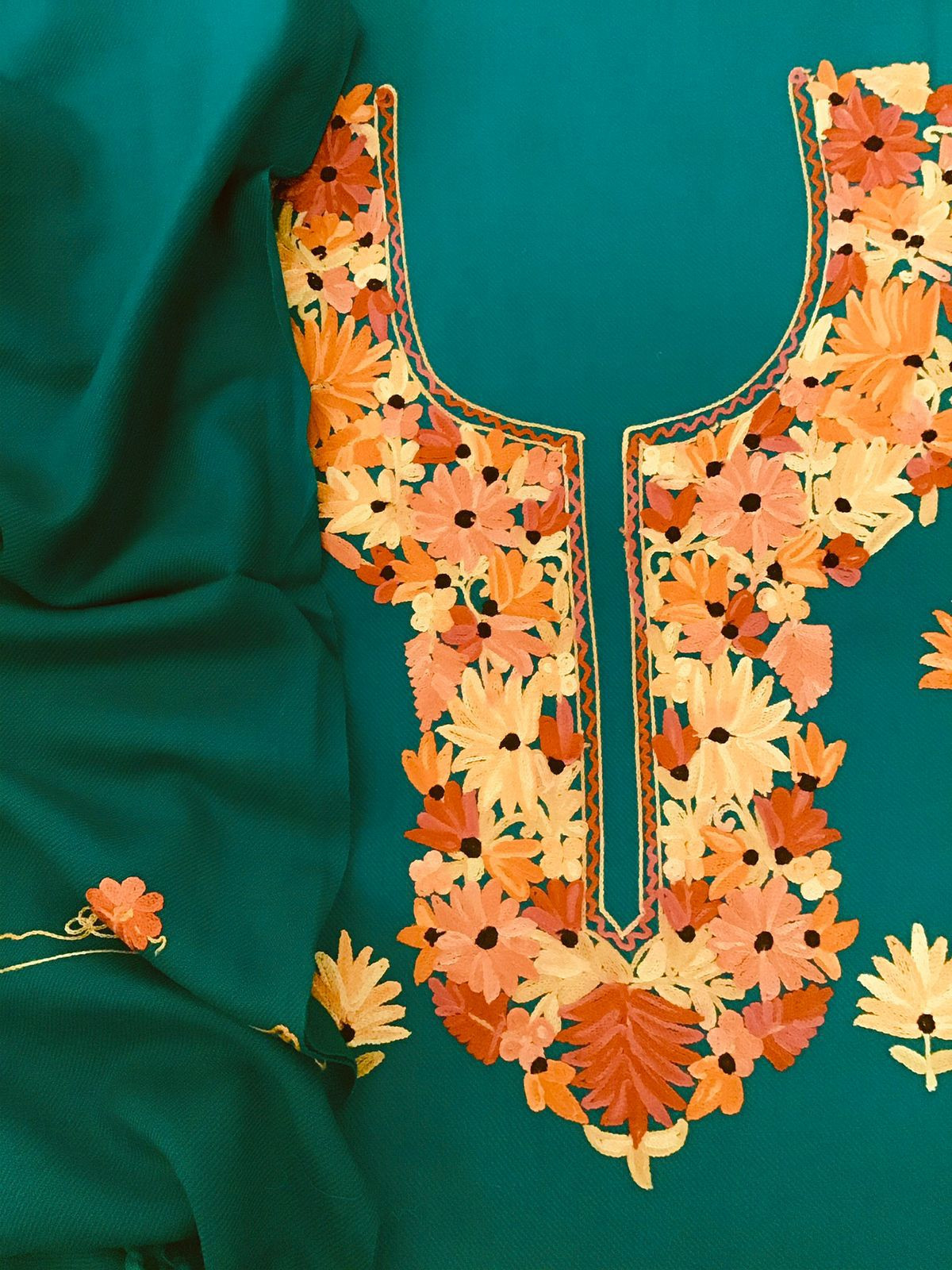 Soft Woollen Kashmiri Embroidered Suit - Green