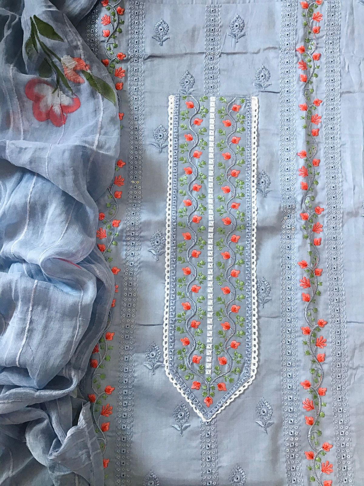 Pure Jaam Cotton Embroidered Suit - Lavender