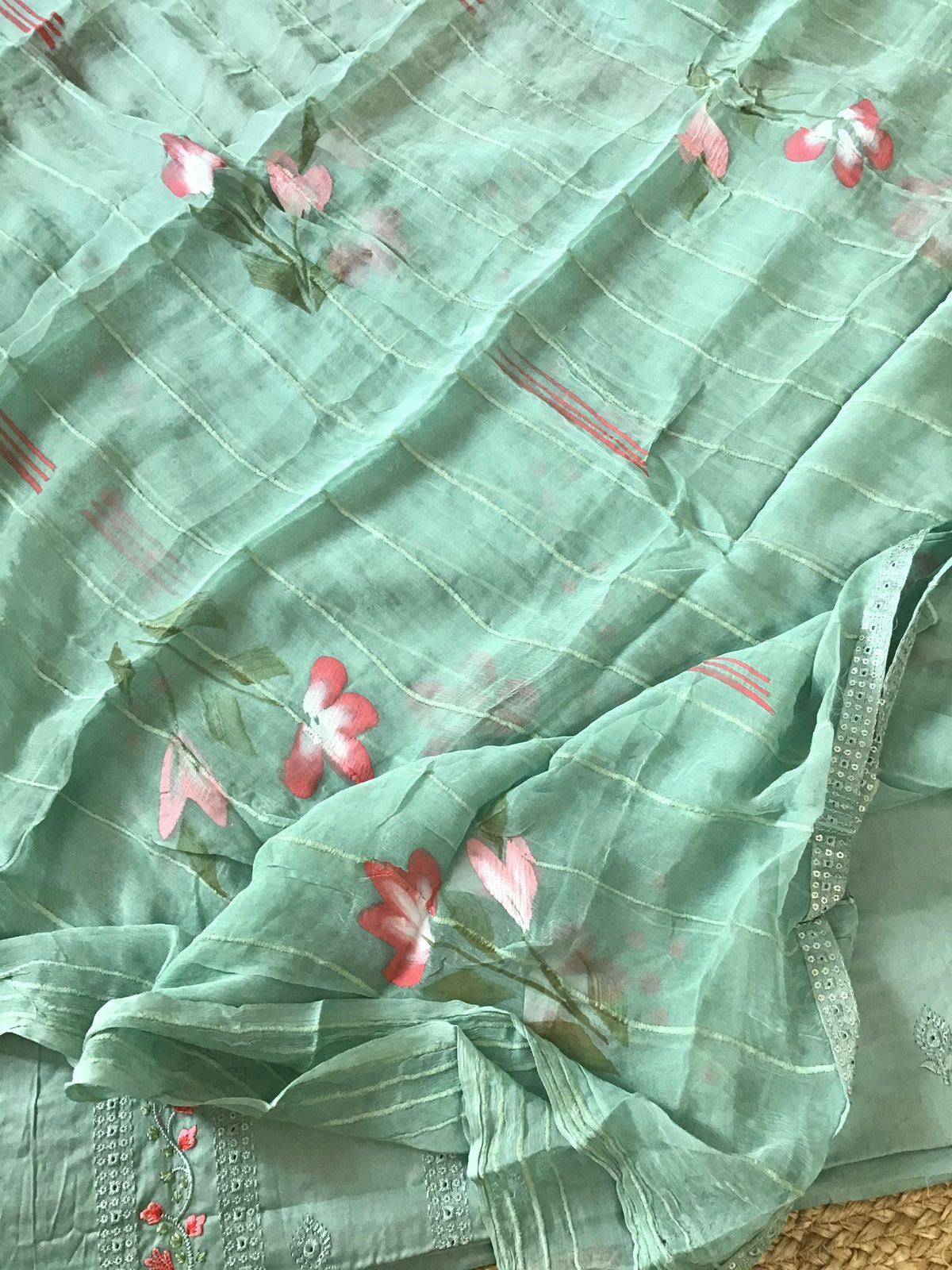 Pure Jaam Cotton Embroidered Suit - Sea Green