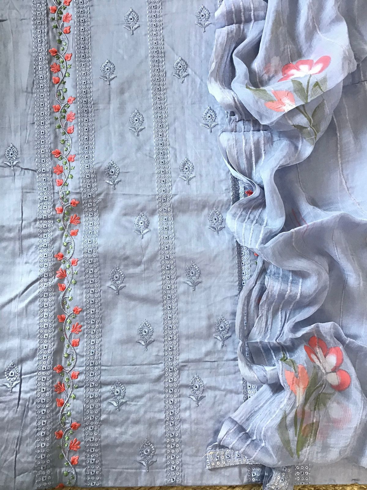 Pure Jaam Cotton Embroidered Suit - Lavender