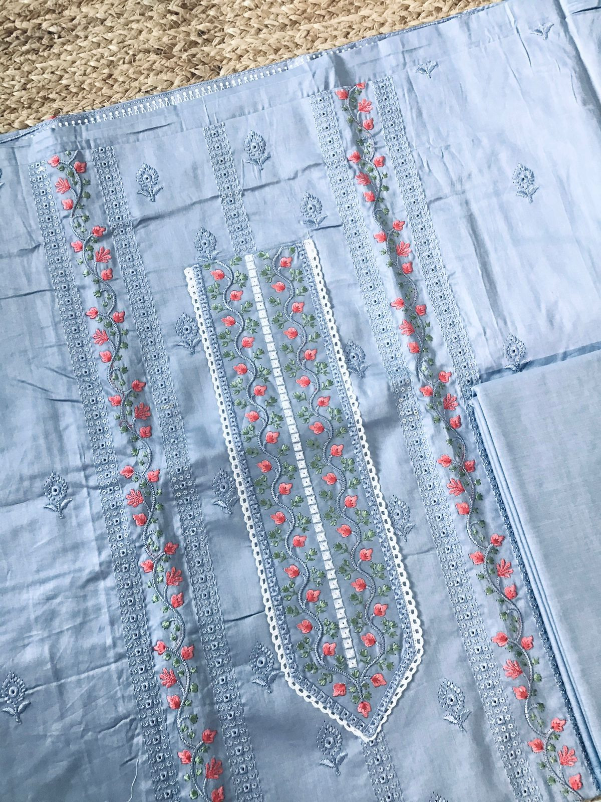 Pure Jaam Cotton Embroidered Suit - Lavender