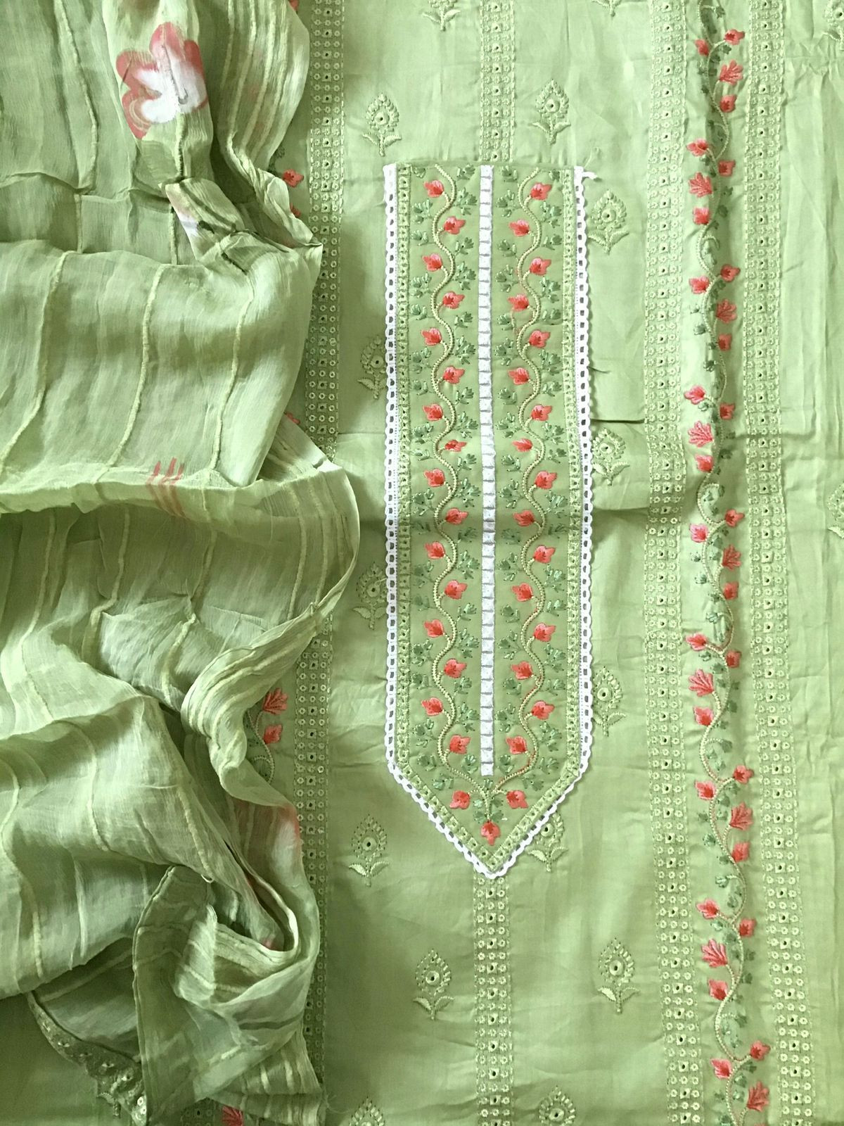 Pure Jaam Cotton Embroidered Suit - Green