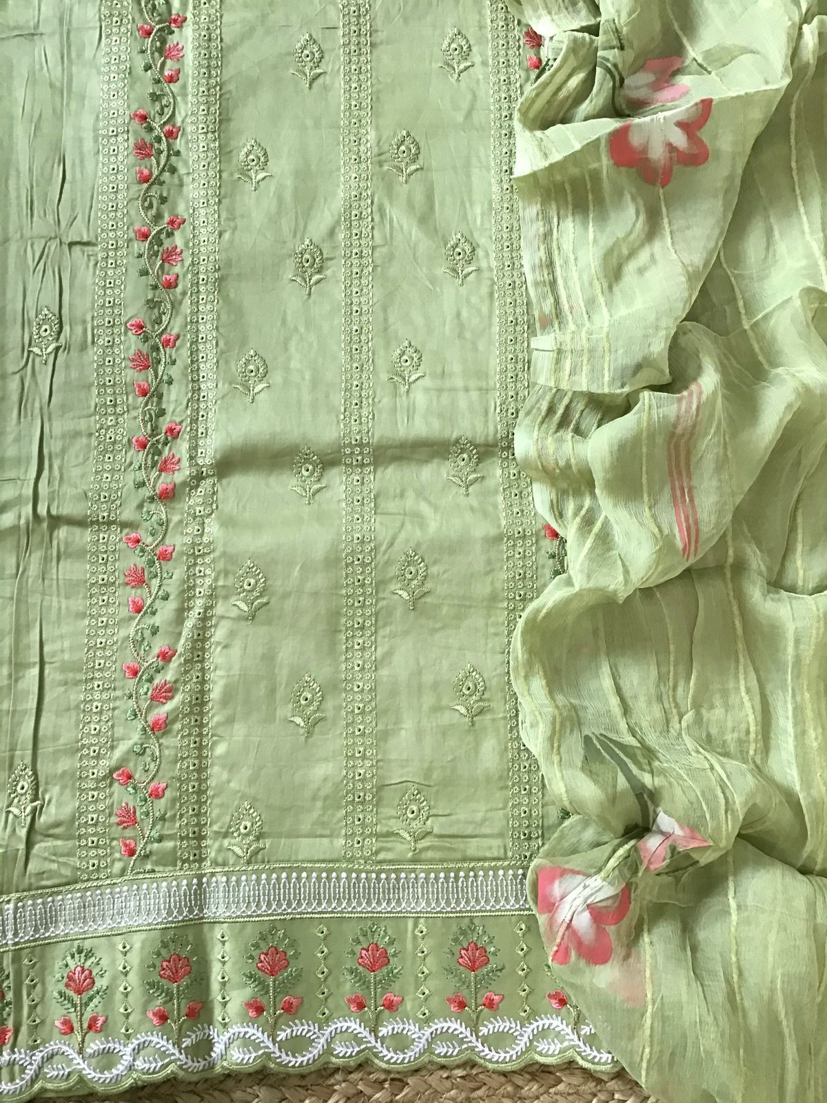 Pure Jaam Cotton Embroidered Suit - Green