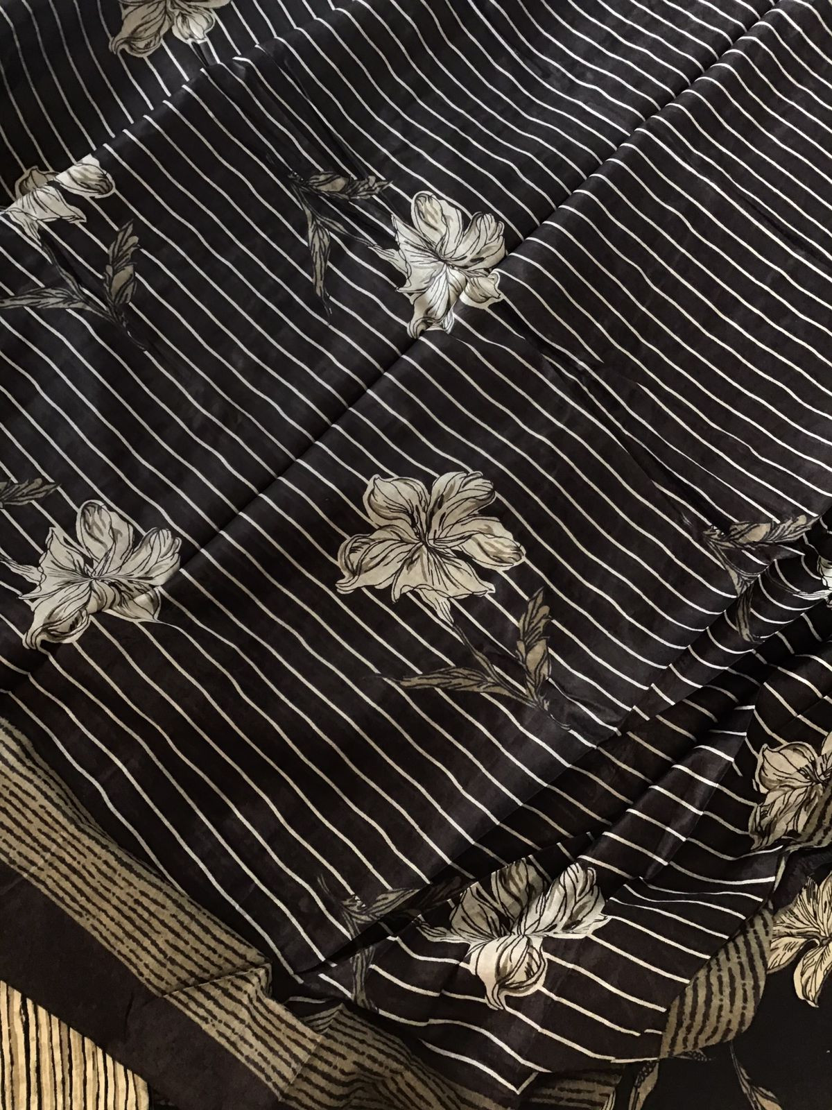 Pure Cotton Printed Embroidered Suit - Black