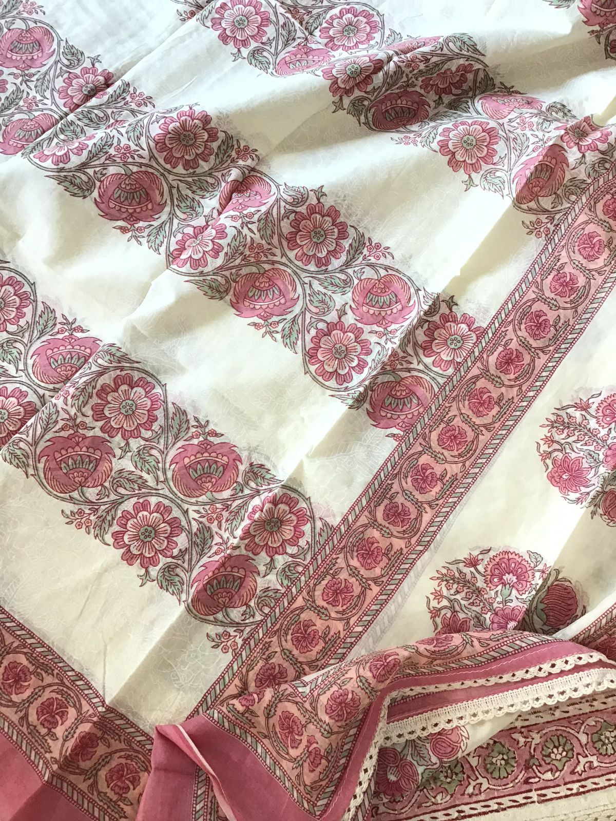 Pure Cotton Printed Embroidered Suit - Offwhite