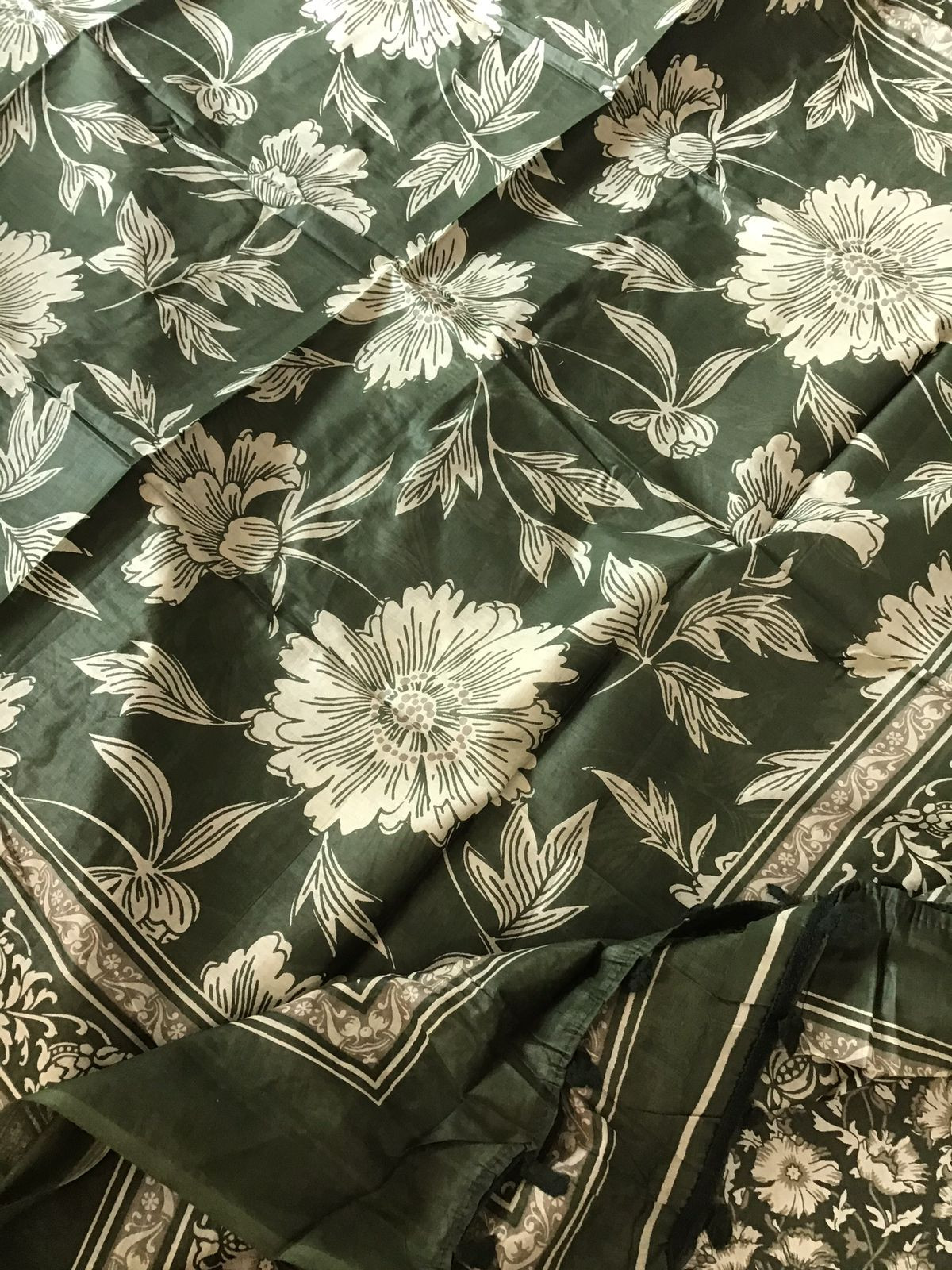 Pure Cotton Printed Embroidered Suit - Green