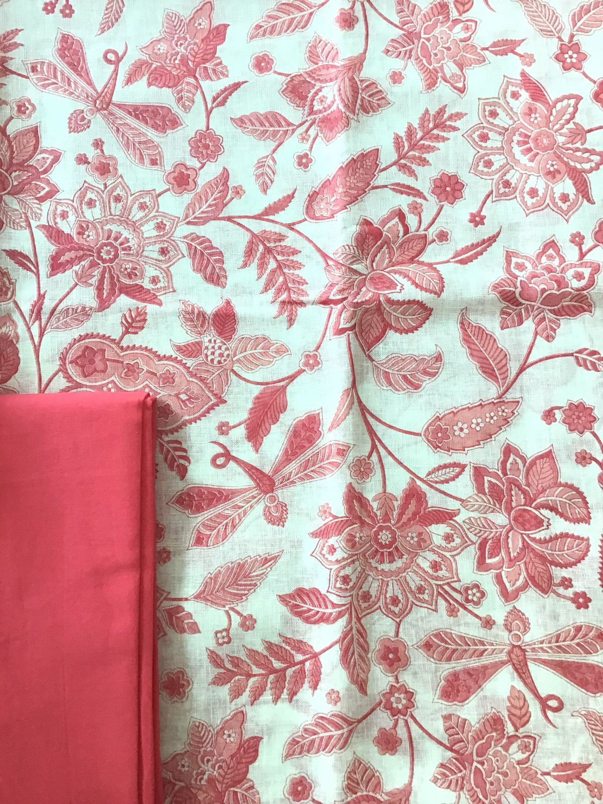 Pure Linen Jute Cotton Printed Embroidered Suit - White