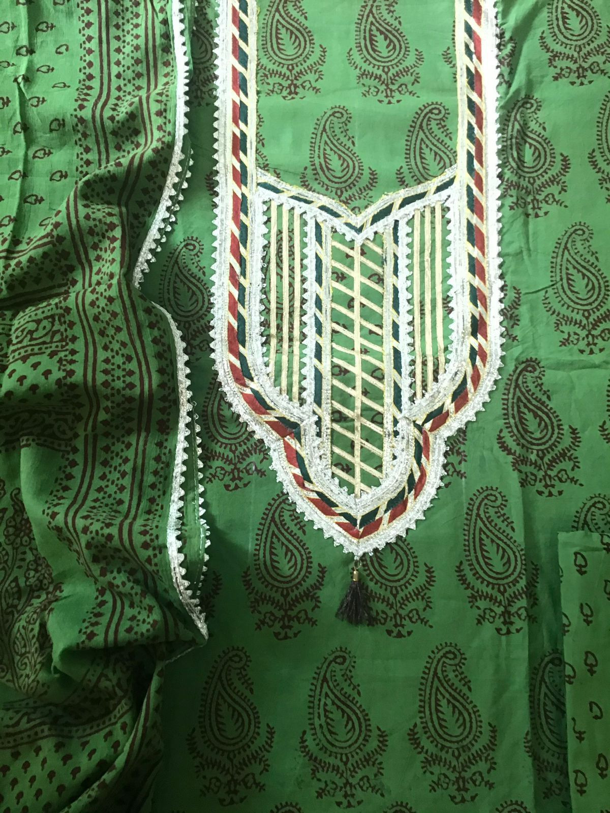 Pure Cotton Bagh Printed Embroidered Suit - Green