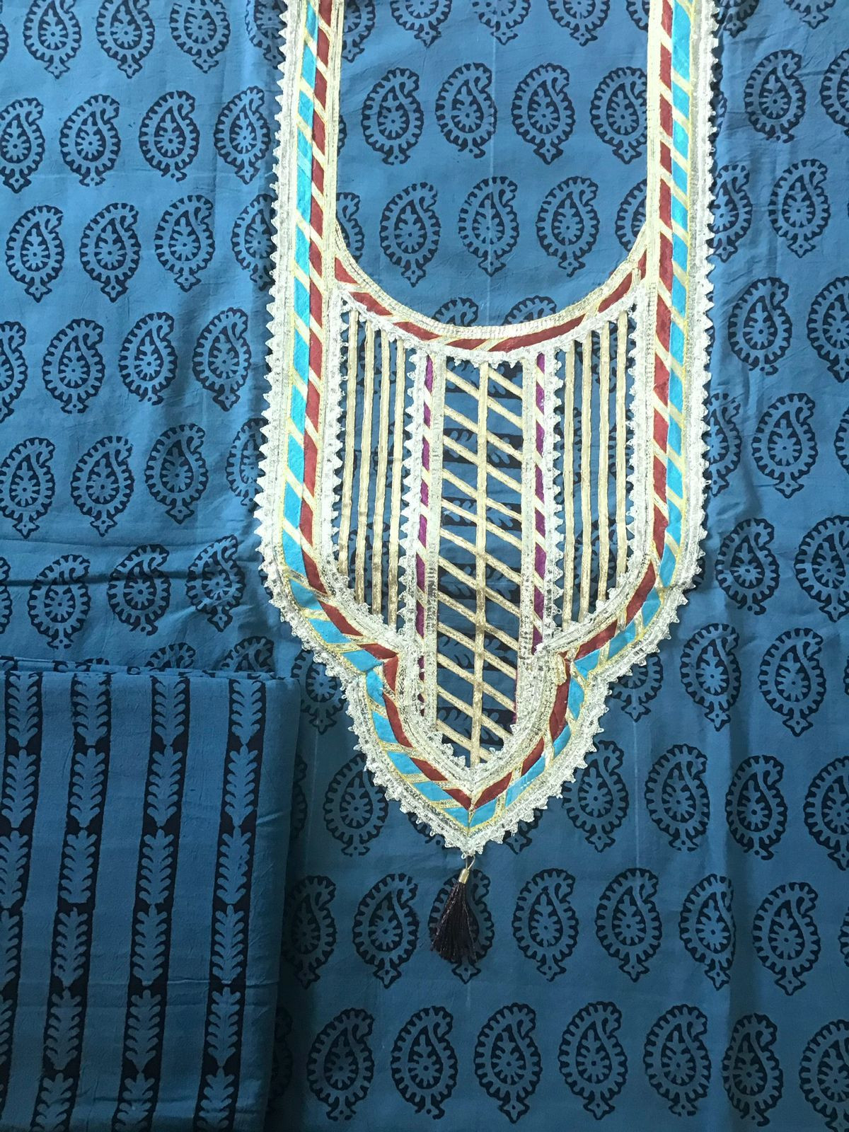 Pure Cotton Bagh Printed Embroidered Suit - Blue