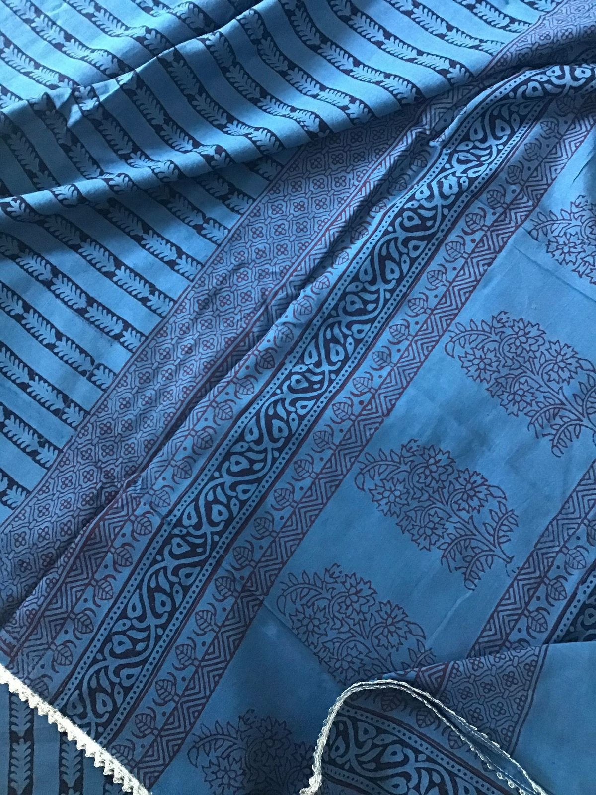 Pure Cotton Bagh Printed Embroidered Suit - Blue